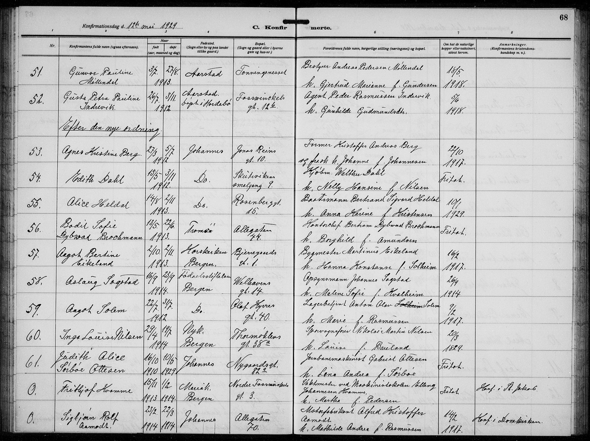 Johanneskirken sokneprestembete, AV/SAB-A-76001/H/Hab: Klokkerbok nr. B  3, 1925-1935, s. 67b-68a