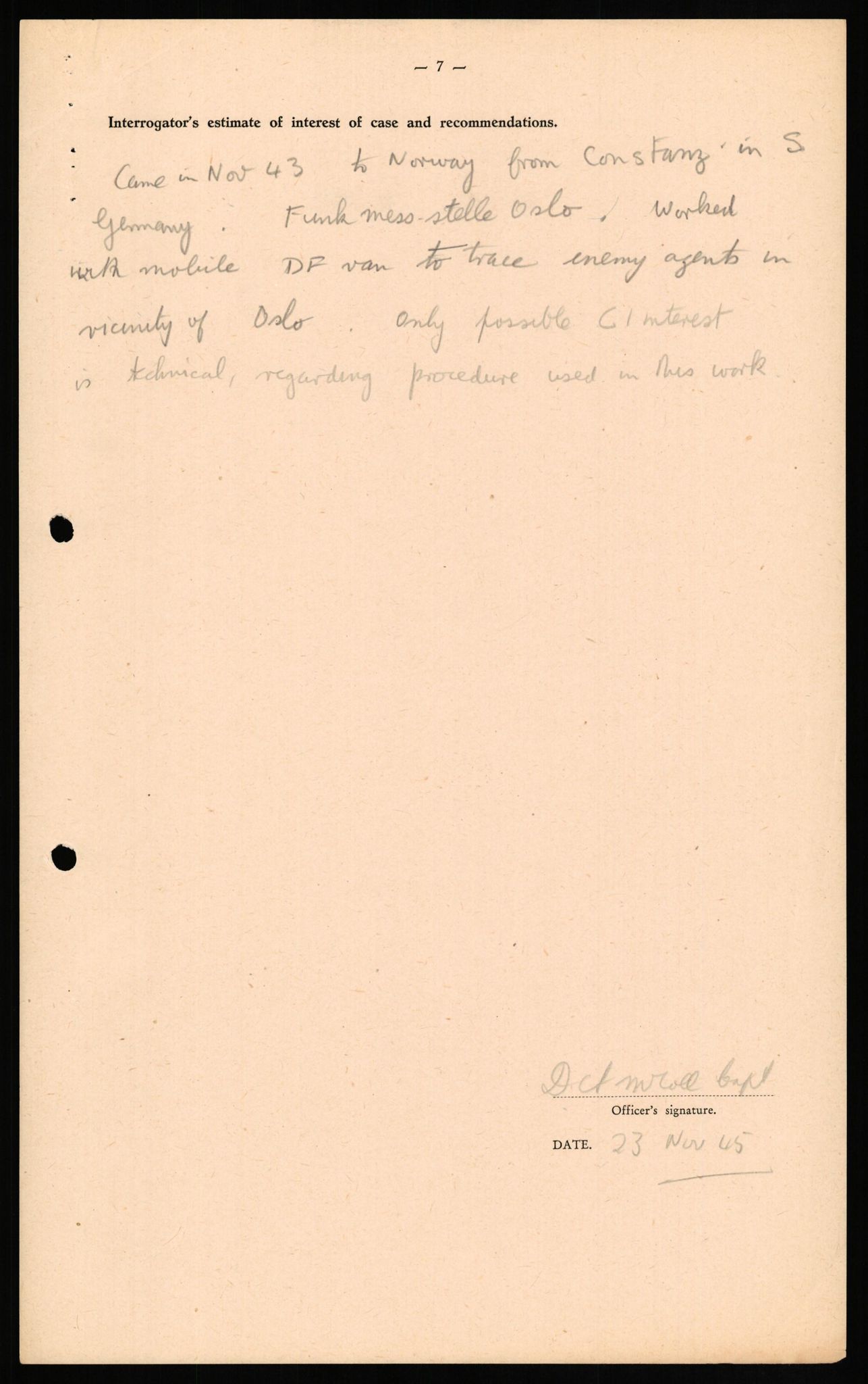 Forsvaret, Forsvarets overkommando II, AV/RA-RAFA-3915/D/Db/L0016: CI Questionaires. Tyske okkupasjonsstyrker i Norge. Tyskere., 1945-1946, s. 320