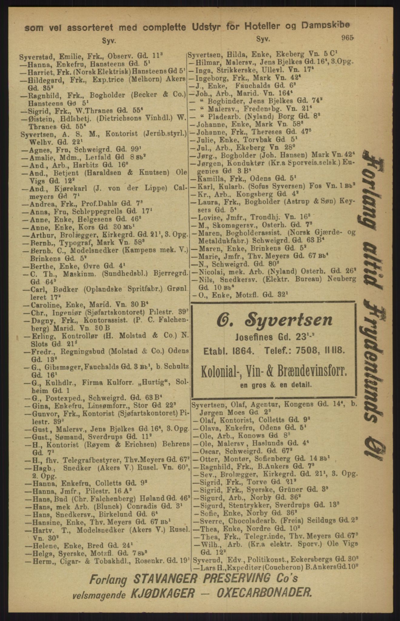 Kristiania/Oslo adressebok, PUBL/-, 1911, s. 965