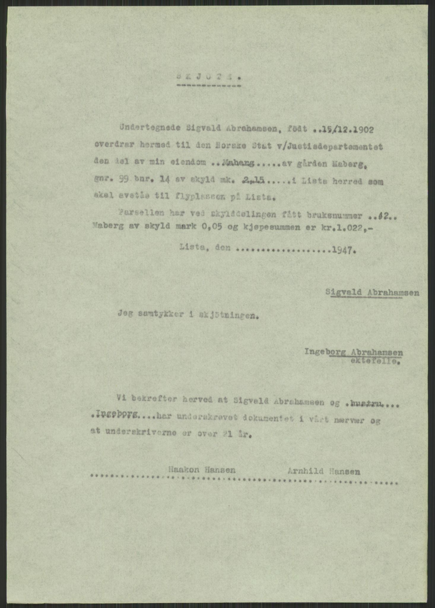 Forsvarsdepartementet, 10. kontor / Oppgjørskontoret, AV/RA-RAFA-1225/D/Db/L0182: Lista oppgjørskontor, 1942-1950, s. 61