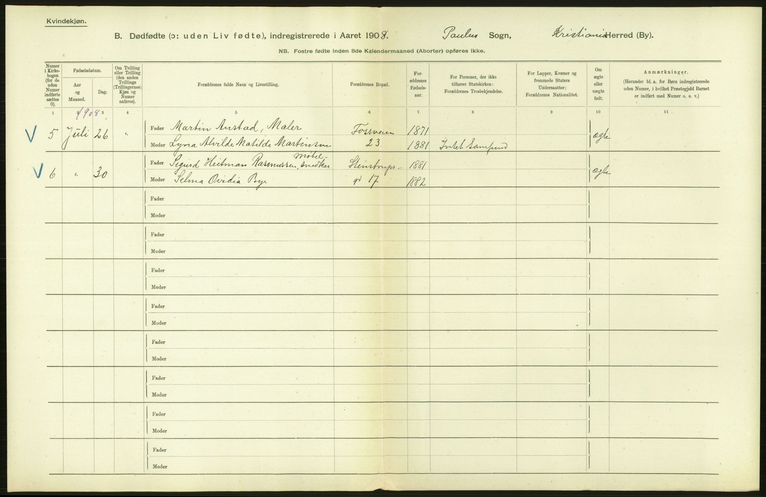 Statistisk sentralbyrå, Sosiodemografiske emner, Befolkning, AV/RA-S-2228/D/Df/Dfa/Dfaf/L0009: Kristiania: Døde, dødfødte., 1908, s. 430