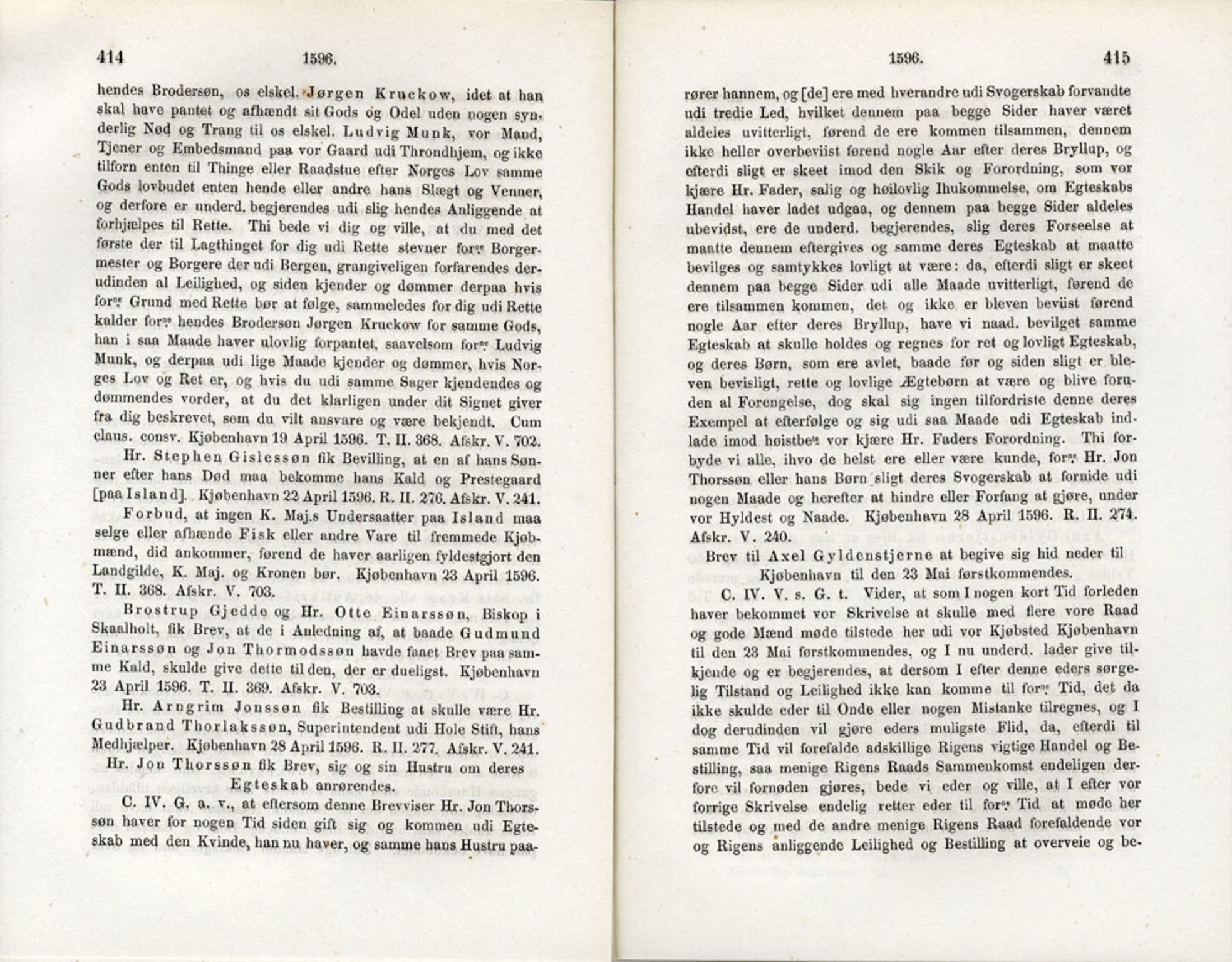 Publikasjoner utgitt av Det Norske Historiske Kildeskriftfond, PUBL/-/-/-: Norske Rigs-Registranter, bind 3, 1588-1602, s. 414-415