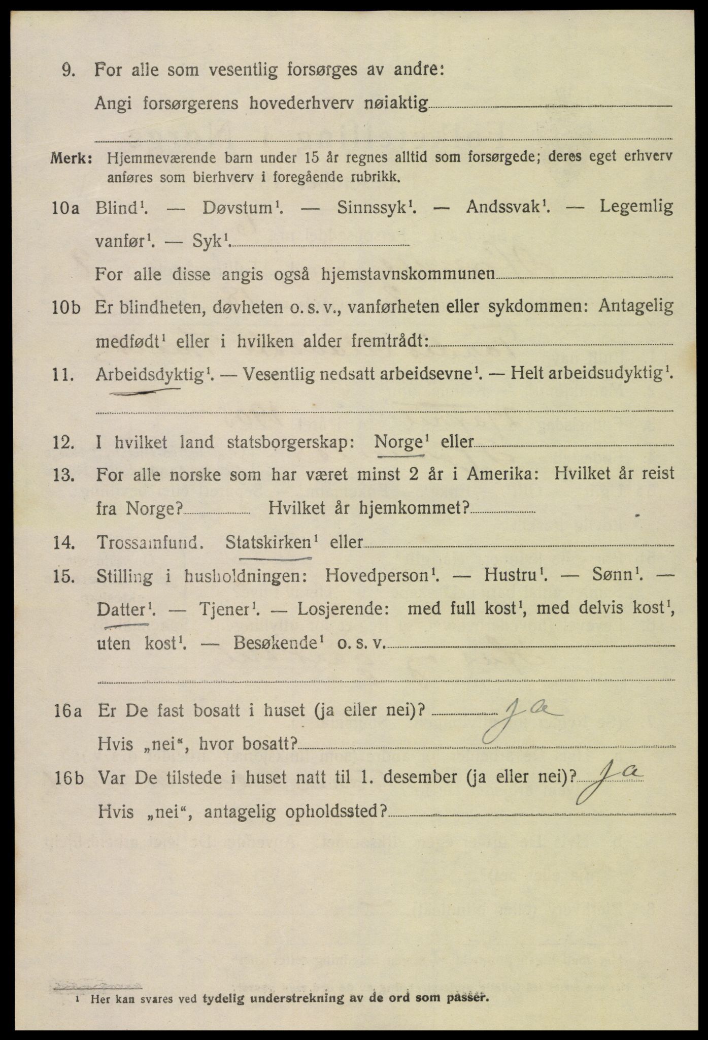 SAK, Folketelling 1920 for 0936 Hornnes herred, 1920, s. 2212