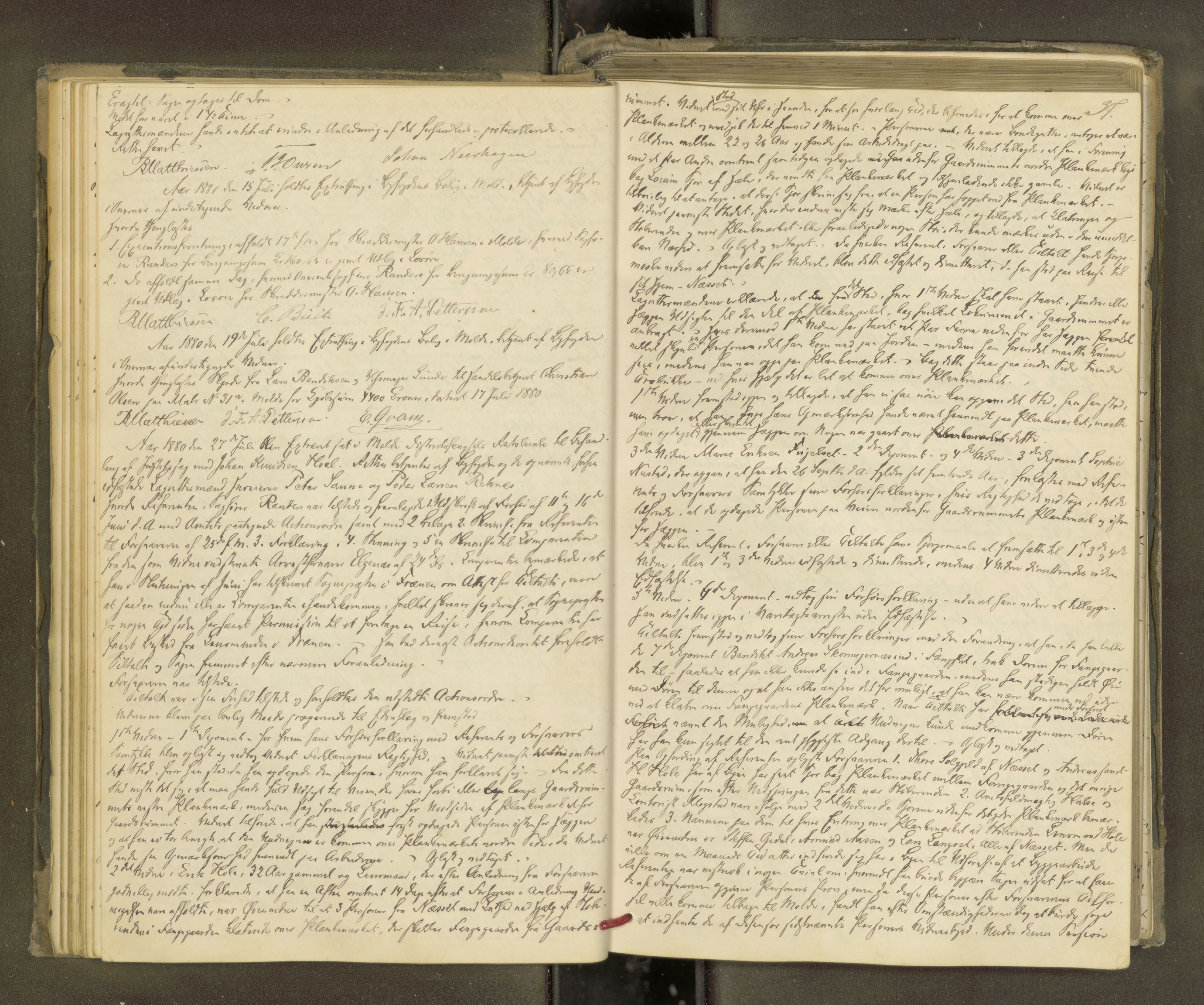Molde byfogd, AV/SAT-A-0025/1/1A/L0012: Justisprotokoll, 1879-1890, s. 36b-37a