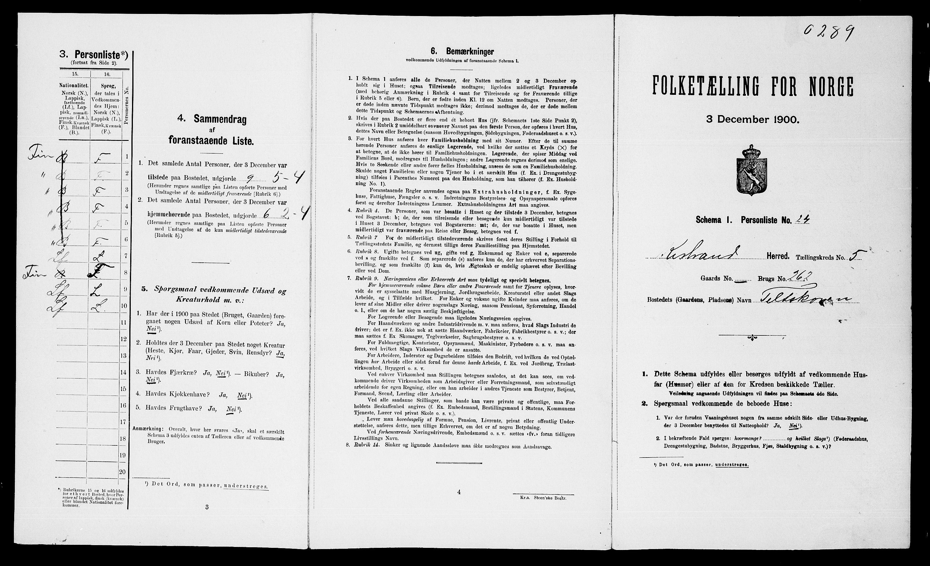 SATØ, Folketelling 1900 for 2020 Kistrand herred, 1900, s. 420