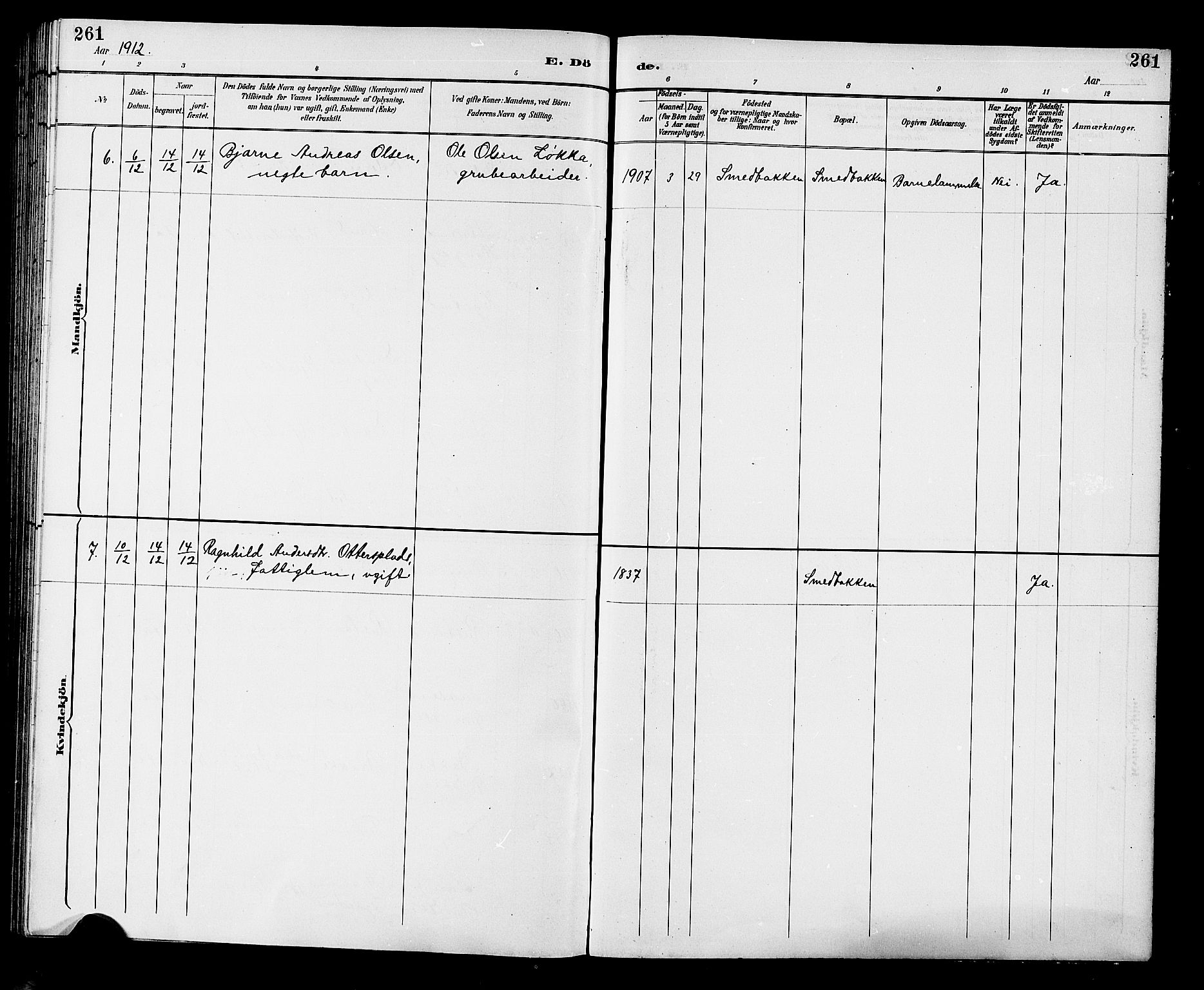 Fiskum kirkebøker, SAKO/A-15/G/Ga/L0005: Klokkerbok nr. 5, 1887-1912, s. 261