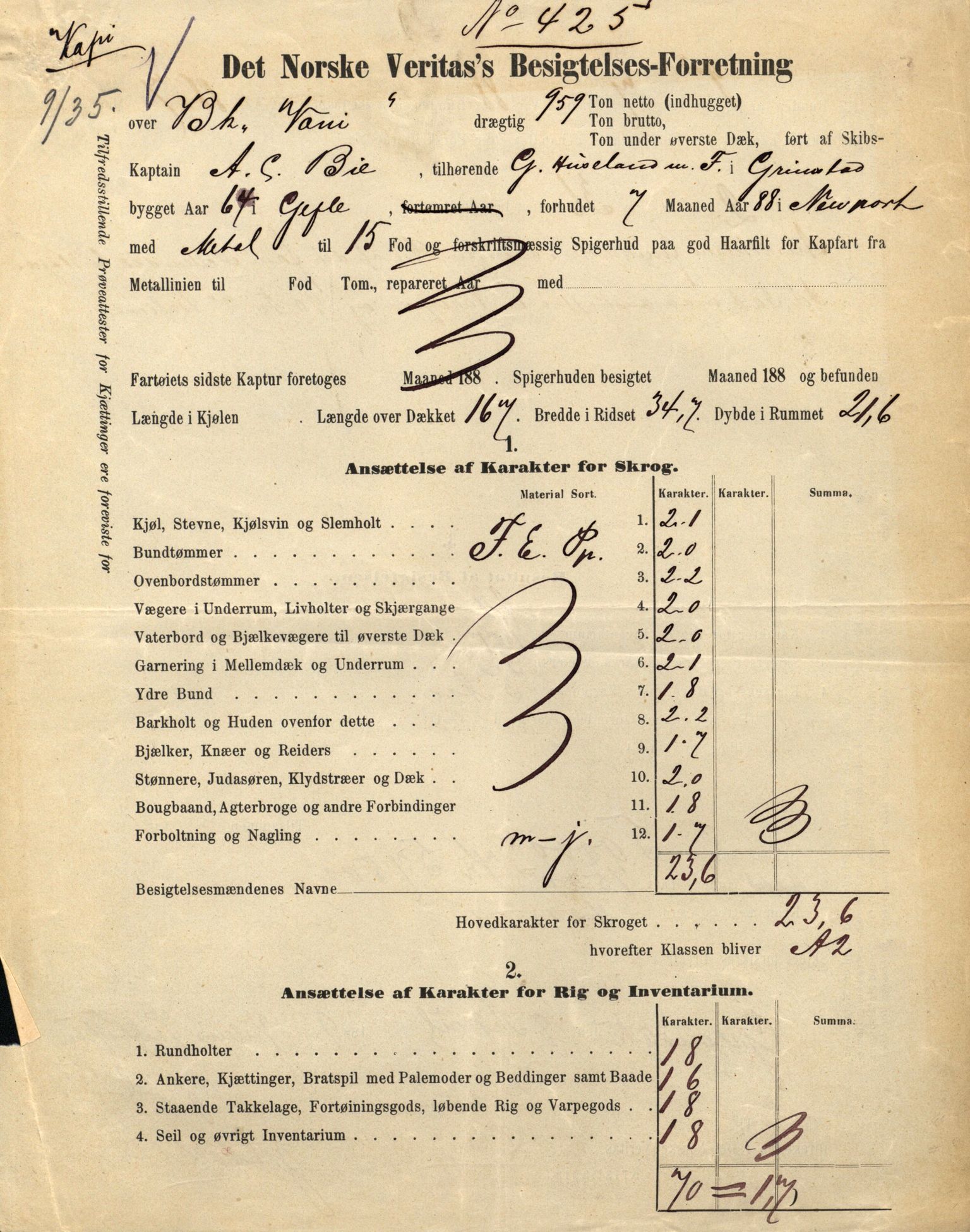 Pa 63 - Østlandske skibsassuranceforening, VEMU/A-1079/G/Ga/L0029/0005: Havaridokumenter / Empress, Else Kathrine, Elida, Vikingstad, Væni, 1892