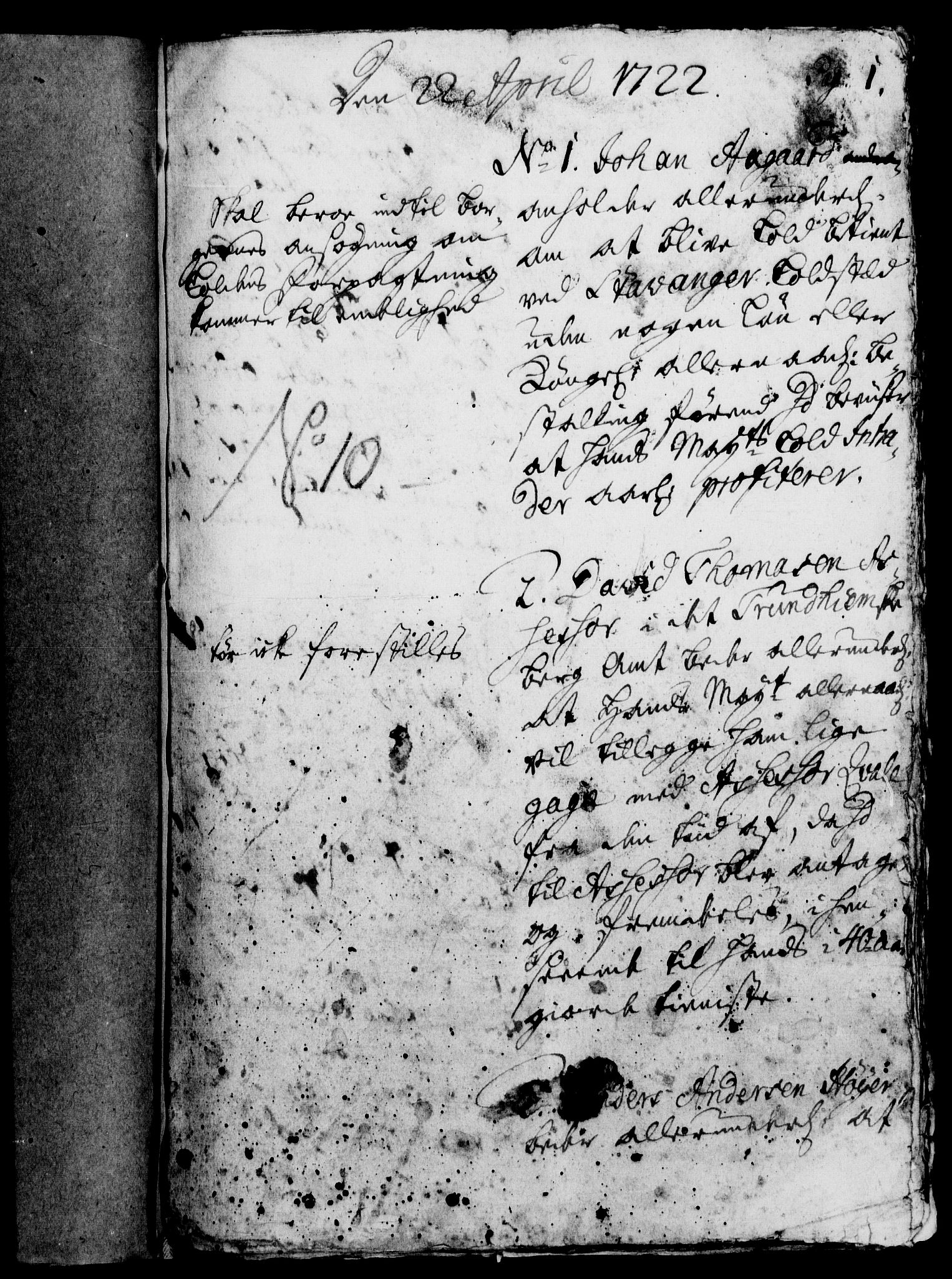 Rentekammeret, Kammerkanselliet, RA/EA-3111/G/Gh/Gha/L0005: Norsk ekstraktmemorialprotokoll (merket RK 53.50), 1721-1723, s. 1