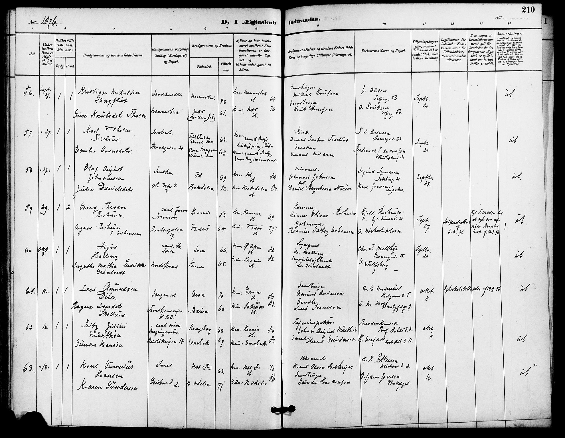Gamle Aker prestekontor Kirkebøker, AV/SAO-A-10617a/F/L0009: Ministerialbok nr. 9, 1890-1898, s. 210
