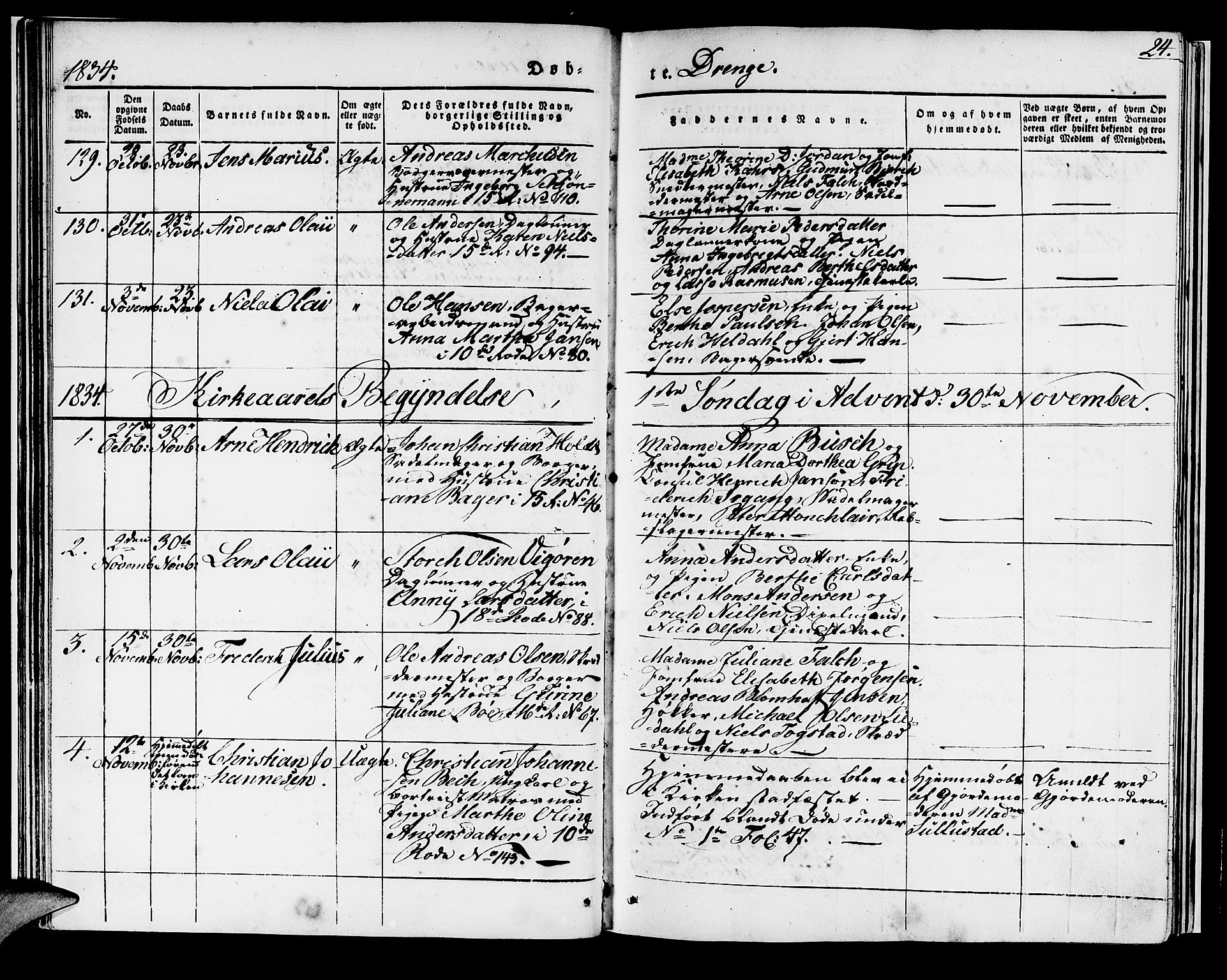 Domkirken sokneprestembete, AV/SAB-A-74801/H/Haa/L0014: Ministerialbok nr. A 13, 1830-1837, s. 24