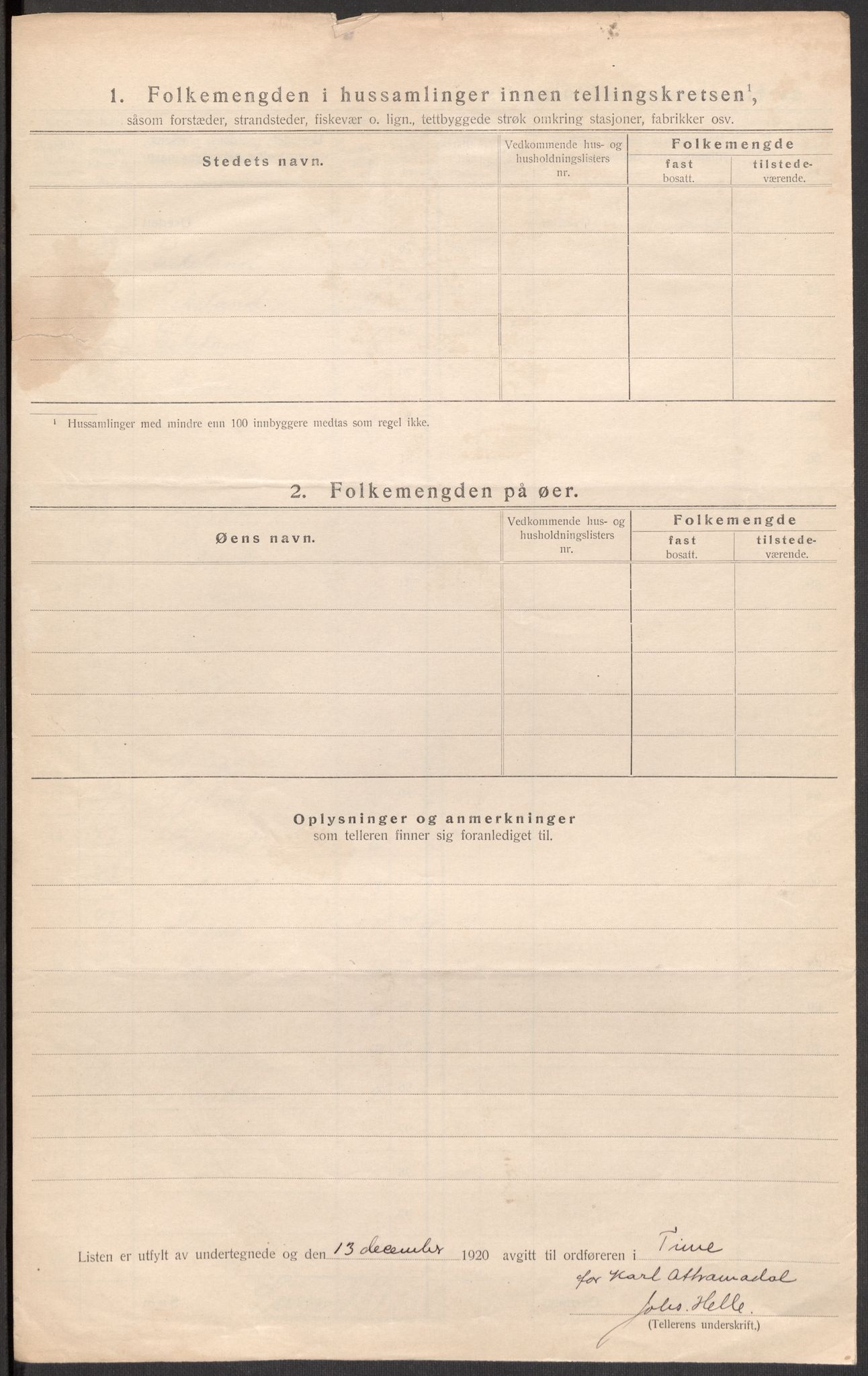 SAST, Folketelling 1920 for 1121 Time herred, 1920, s. 29