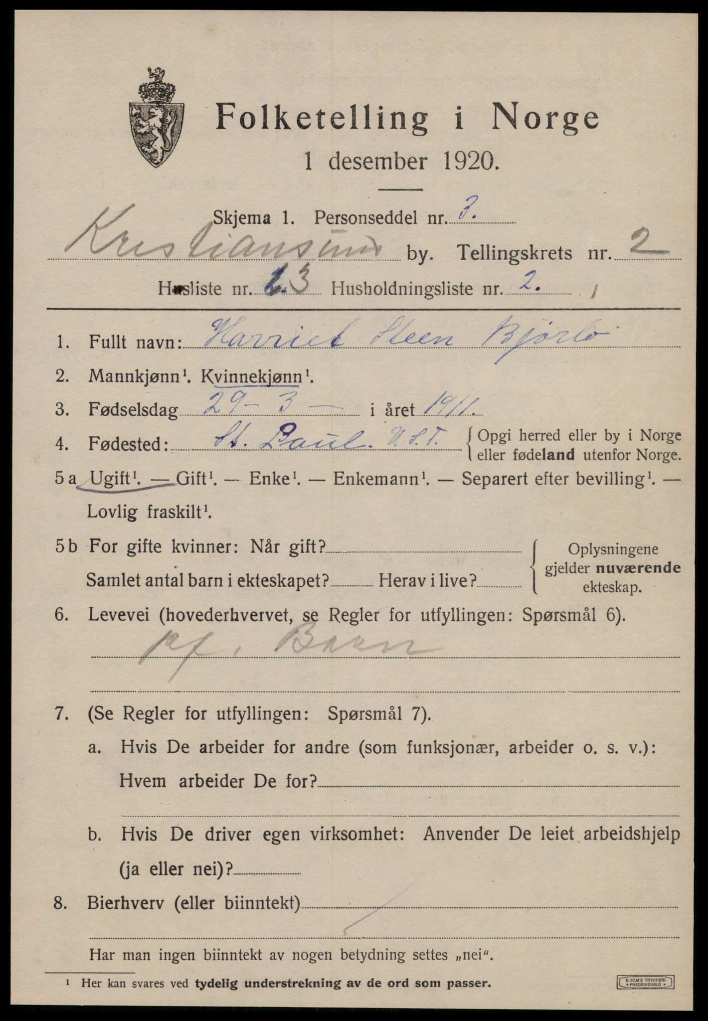SAT, Folketelling 1920 for 1503 Kristiansund kjøpstad, 1920, s. 13859