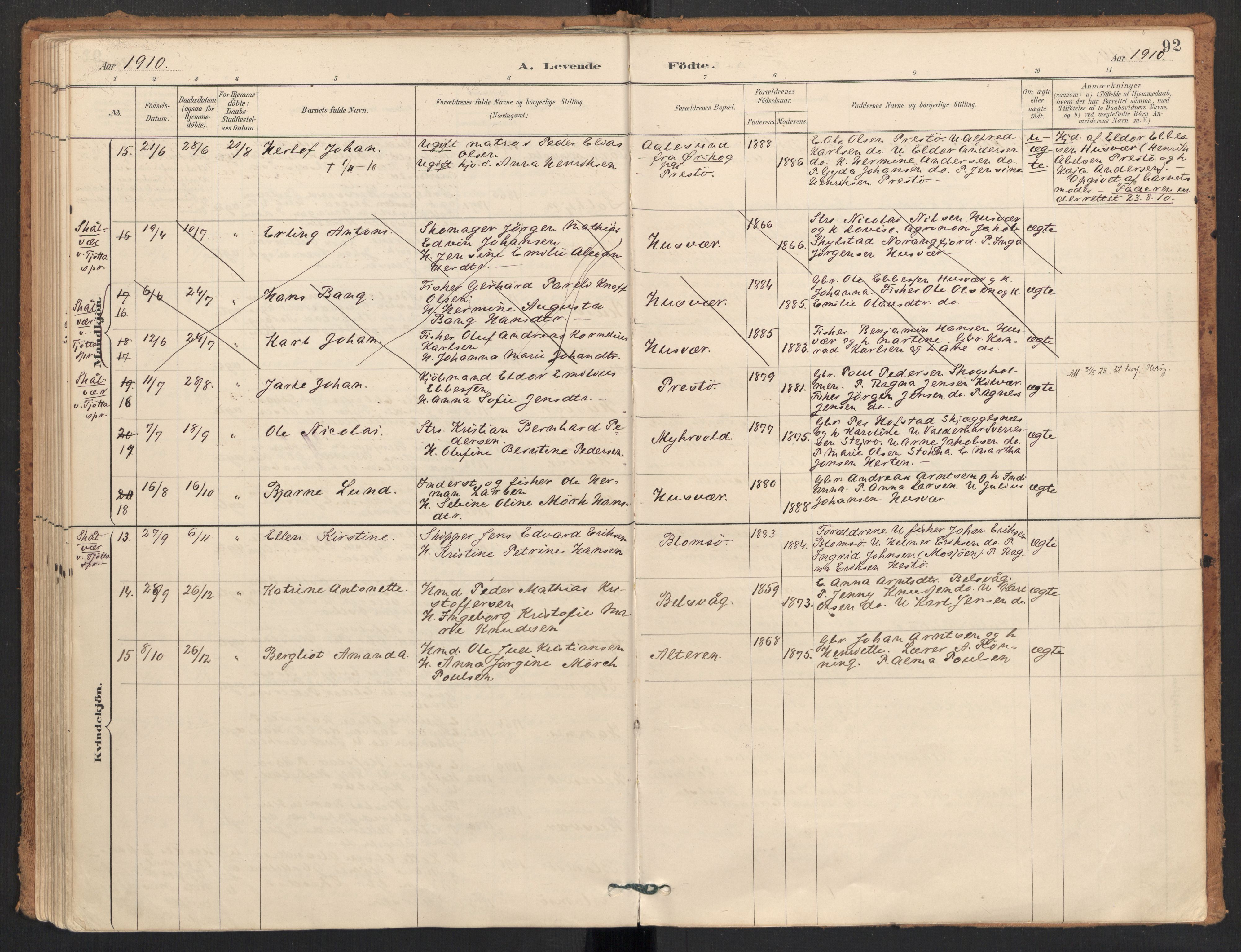 Ministerialprotokoller, klokkerbøker og fødselsregistre - Nordland, AV/SAT-A-1459/830/L0453: Ministerialbok nr. 830A17, 1886-1911, s. 92