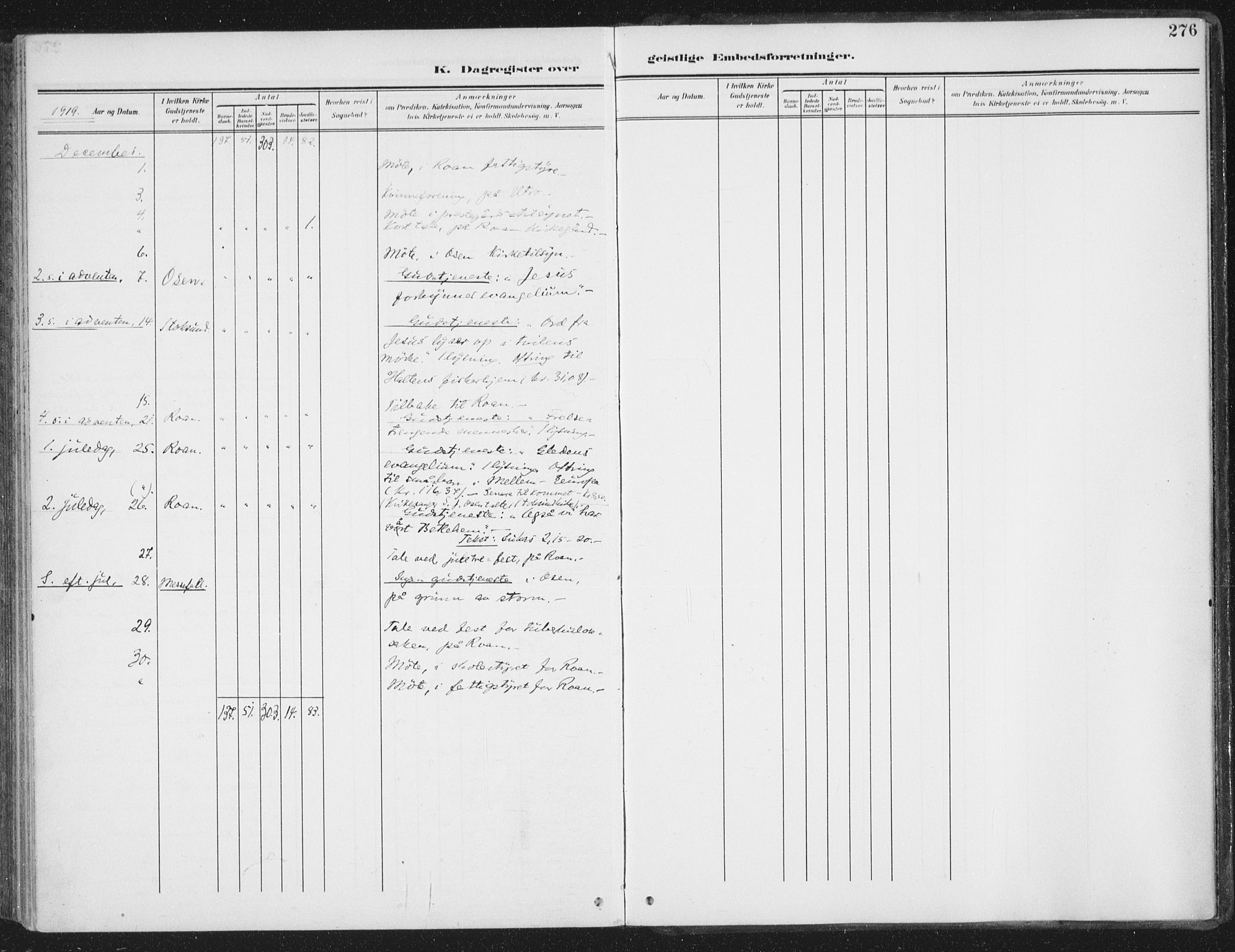 Ministerialprotokoller, klokkerbøker og fødselsregistre - Sør-Trøndelag, AV/SAT-A-1456/657/L0709: Ministerialbok nr. 657A10, 1905-1919, s. 276