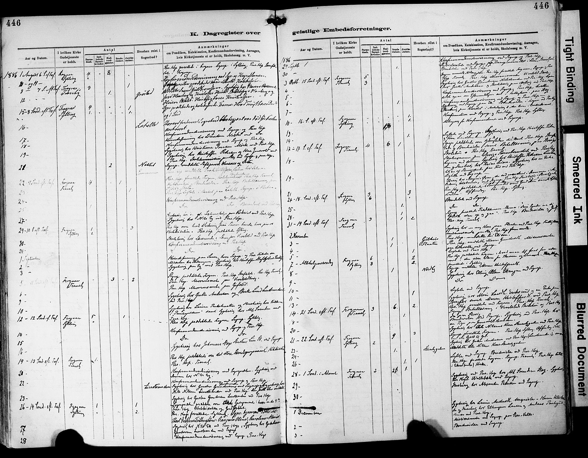 Lier kirkebøker, AV/SAKO-A-230/F/Fa/L0015: Ministerialbok nr. I 15, 1883-1894, s. 446