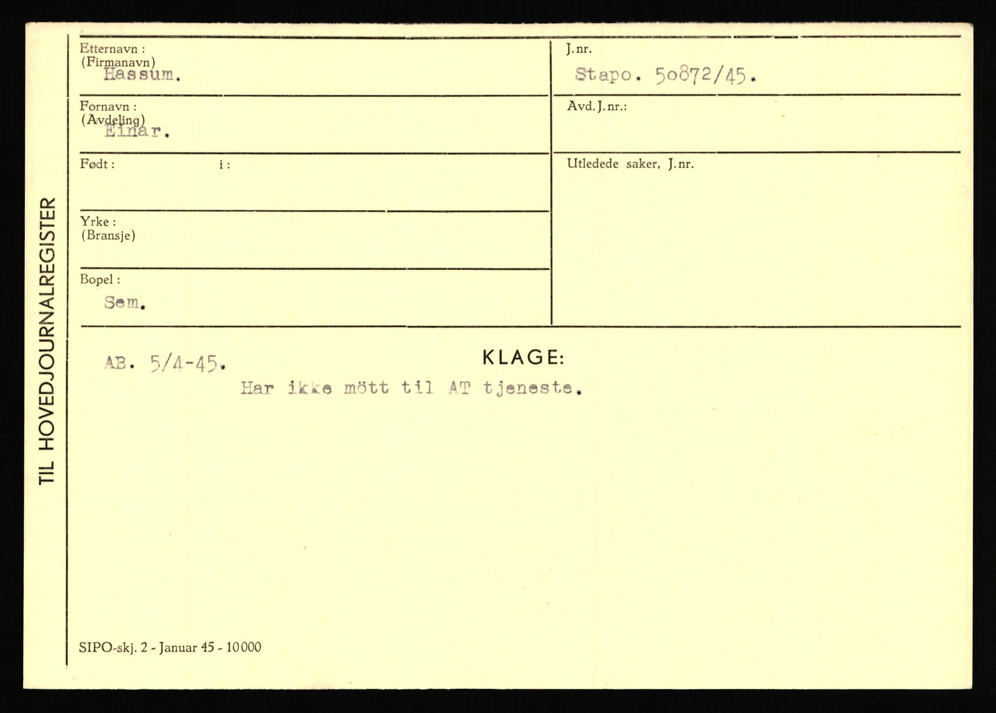 Statspolitiet - Hovedkontoret / Osloavdelingen, AV/RA-S-1329/C/Ca/L0006: Hanche - Hokstvedt, 1943-1945, s. 2040