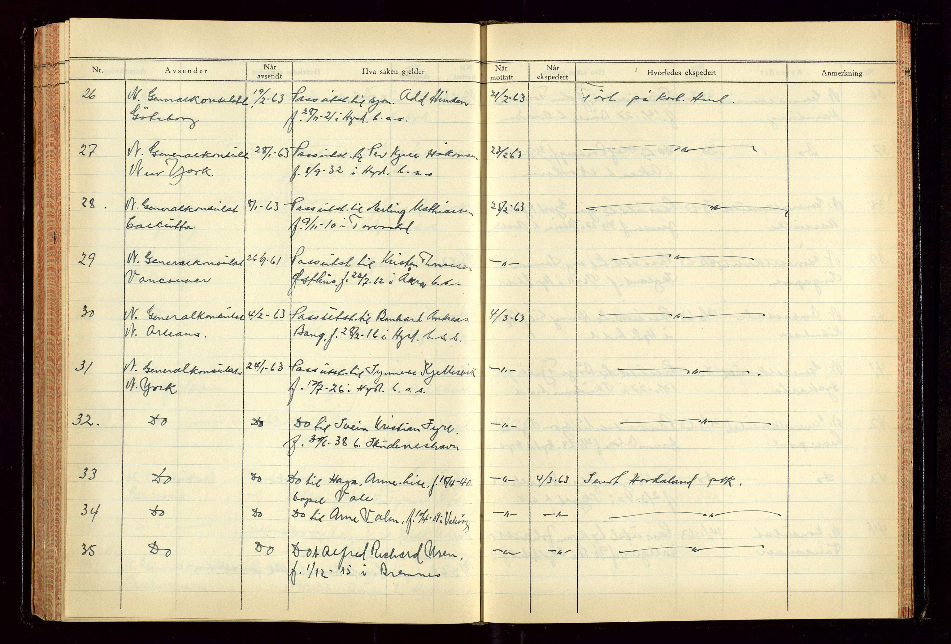 Haugesund politikammer, AV/SAST-A-100440/K/L0007: Passjournal (16 12 53-07 1065), 1953-1965, s. 172