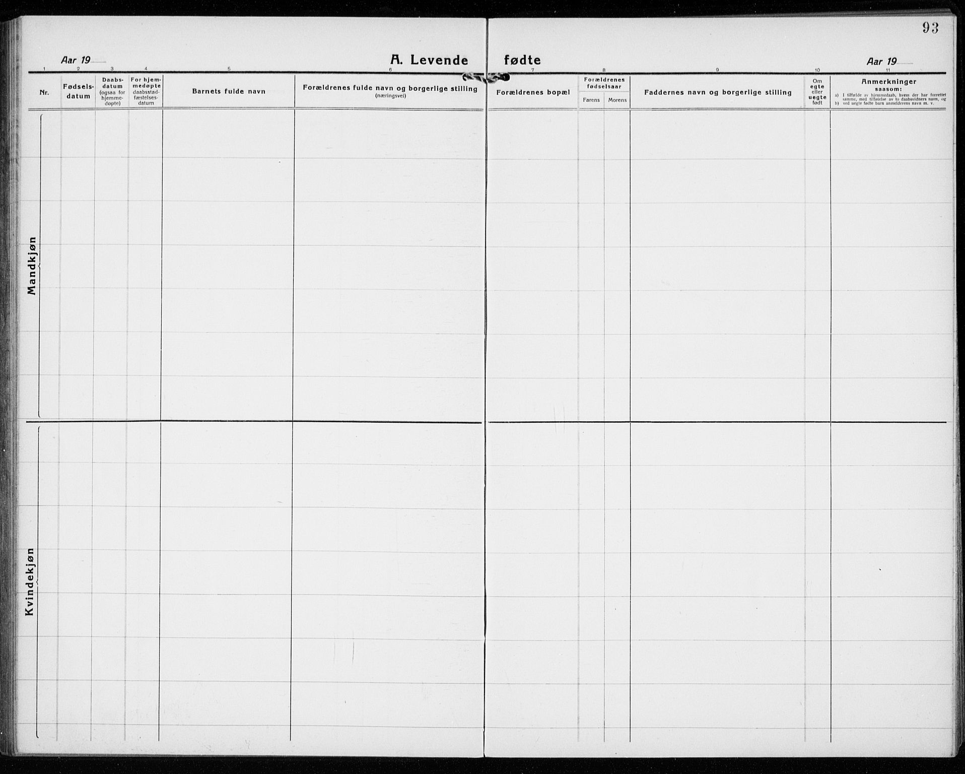 Sandefjord kirkebøker, SAKO/A-315/G/Ga/L0004: Klokkerbok nr. 4, 1920-1931, s. 93