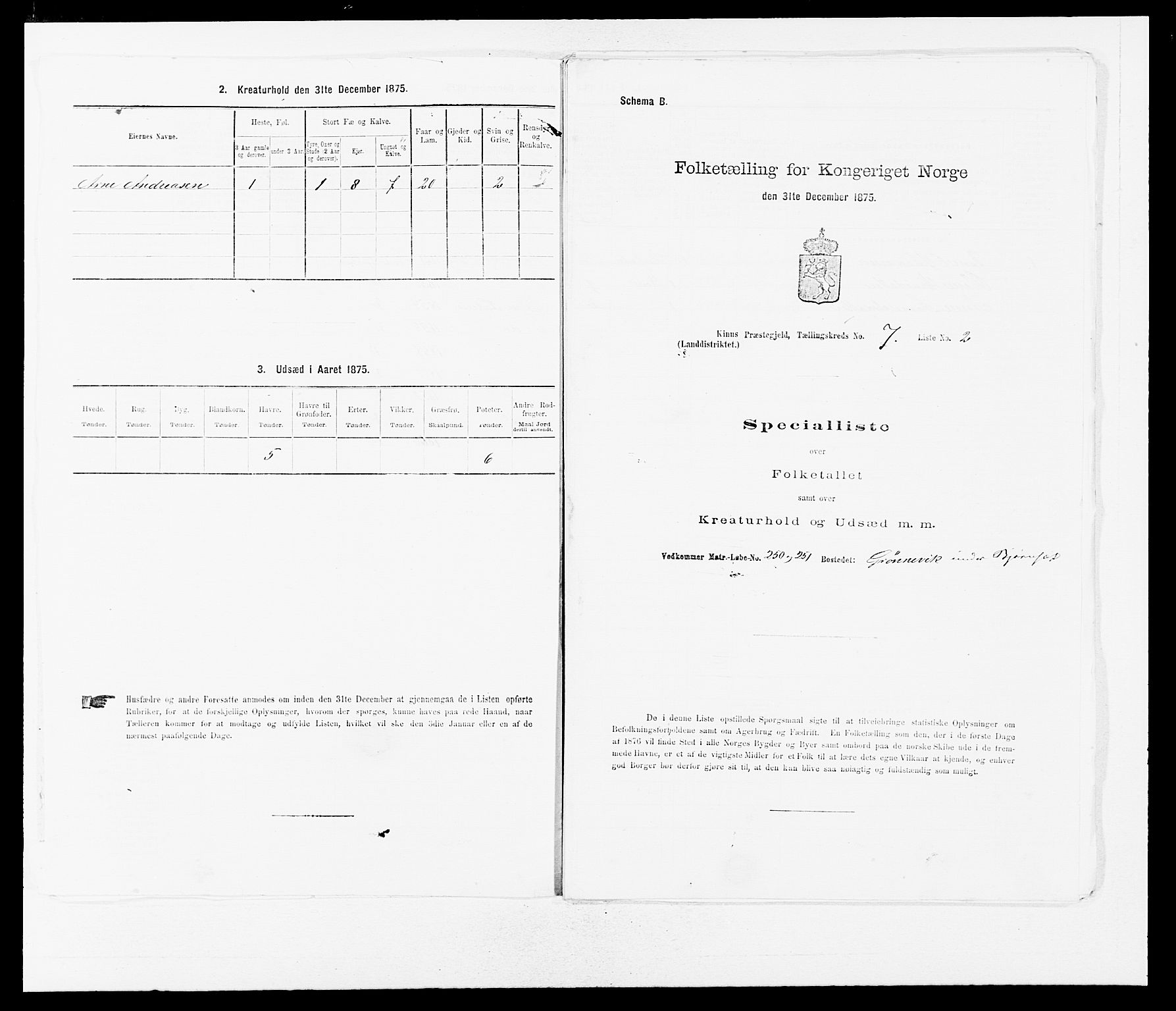 SAB, Folketelling 1875 for 1437L Kinn prestegjeld, Kinn sokn og Svanøy sokn, 1875, s. 651