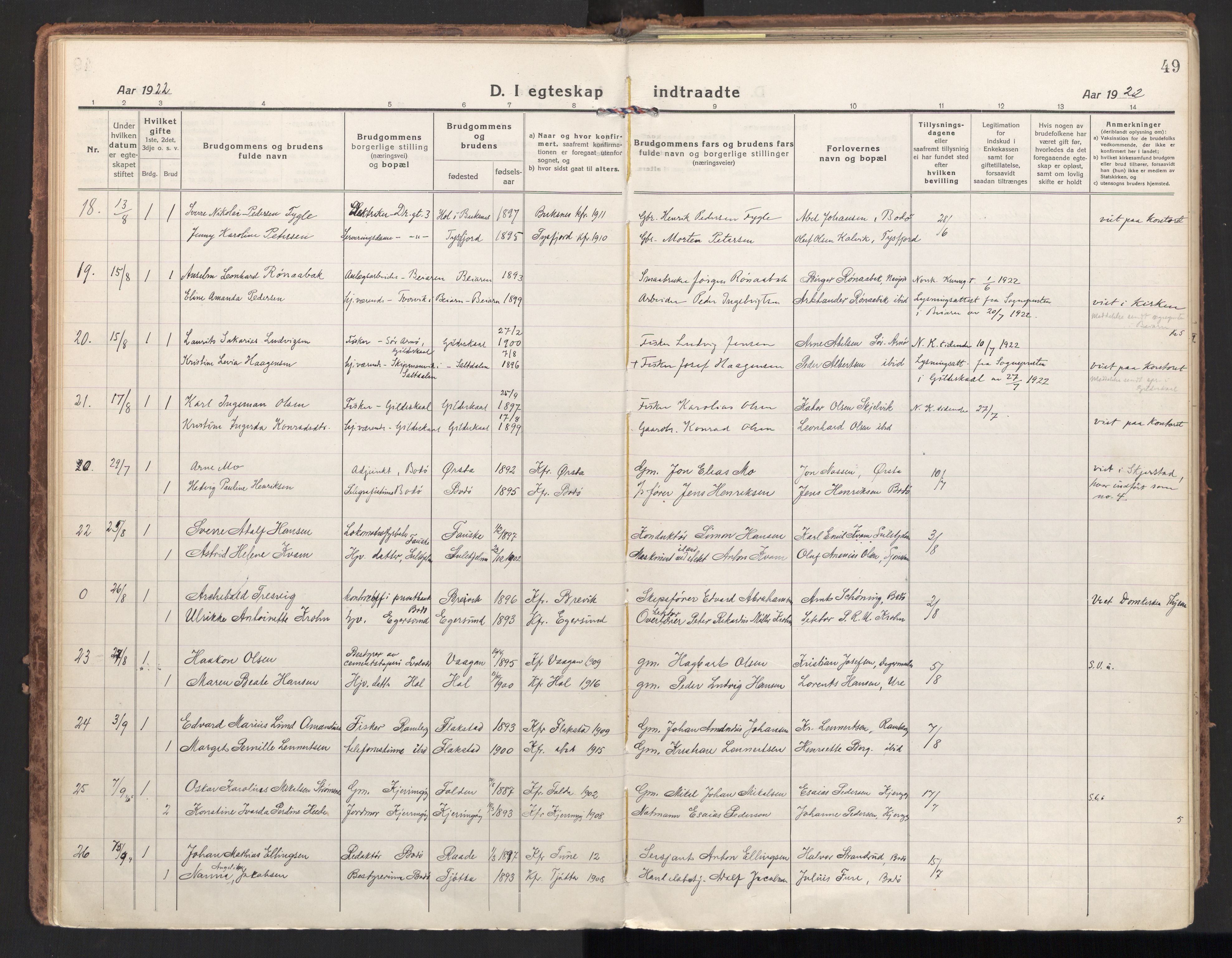 Ministerialprotokoller, klokkerbøker og fødselsregistre - Nordland, SAT/A-1459/801/L0018: Ministerialbok nr. 801A18, 1916-1930, s. 49