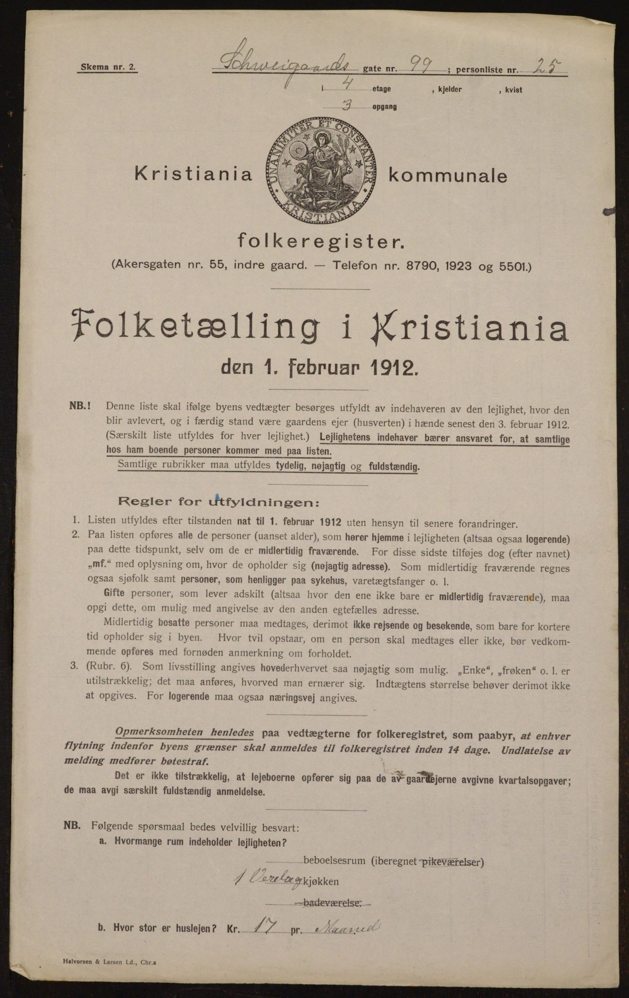 OBA, Kommunal folketelling 1.2.1912 for Kristiania, 1912, s. 92876