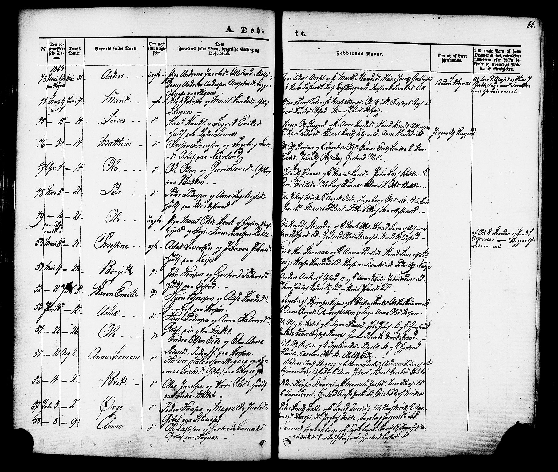 Ministerialprotokoller, klokkerbøker og fødselsregistre - Møre og Romsdal, AV/SAT-A-1454/547/L0603: Ministerialbok nr. 547A05, 1846-1877, s. 66