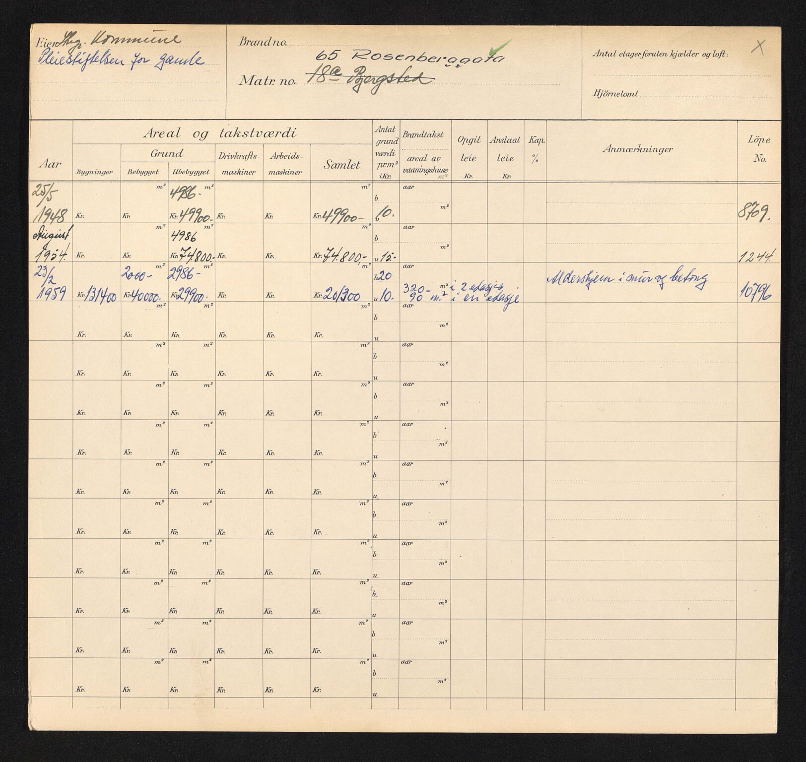Stavanger kommune. Skattetakstvesenet, BYST/A-0440/F/Fa/Faa/L0037/0006: Skattetakstkort / Rosenberggata 58 - Rosenkildegata 19