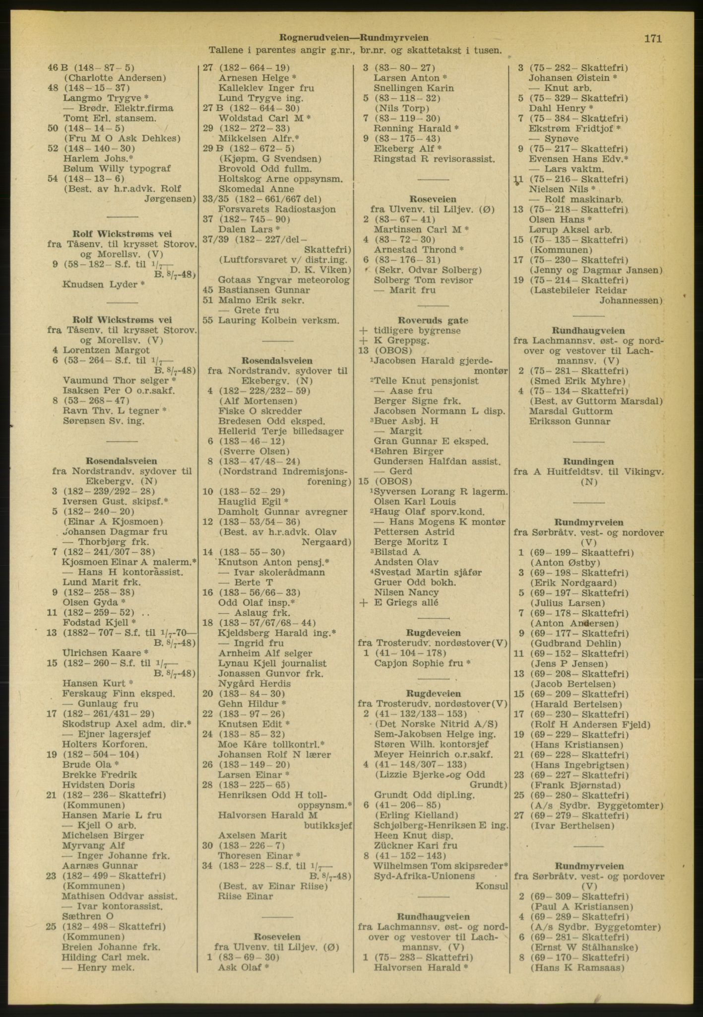 Kristiania/Oslo adressebok, PUBL/-, 1952, s. 171