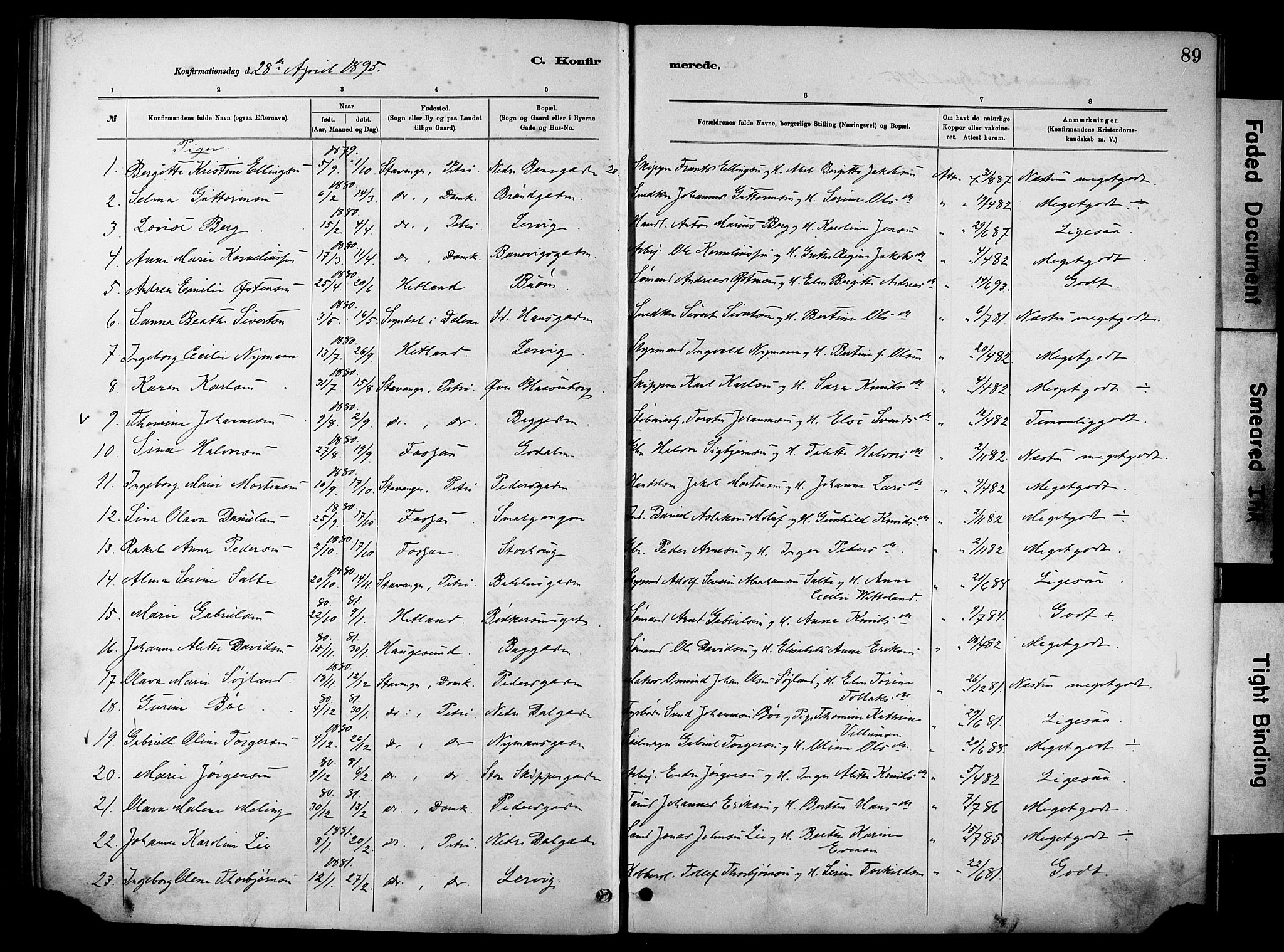 St. Johannes sokneprestkontor, AV/SAST-A-101814/001/30/30BA/L0002: Ministerialbok nr. A 2, 1885-1899, s. 89