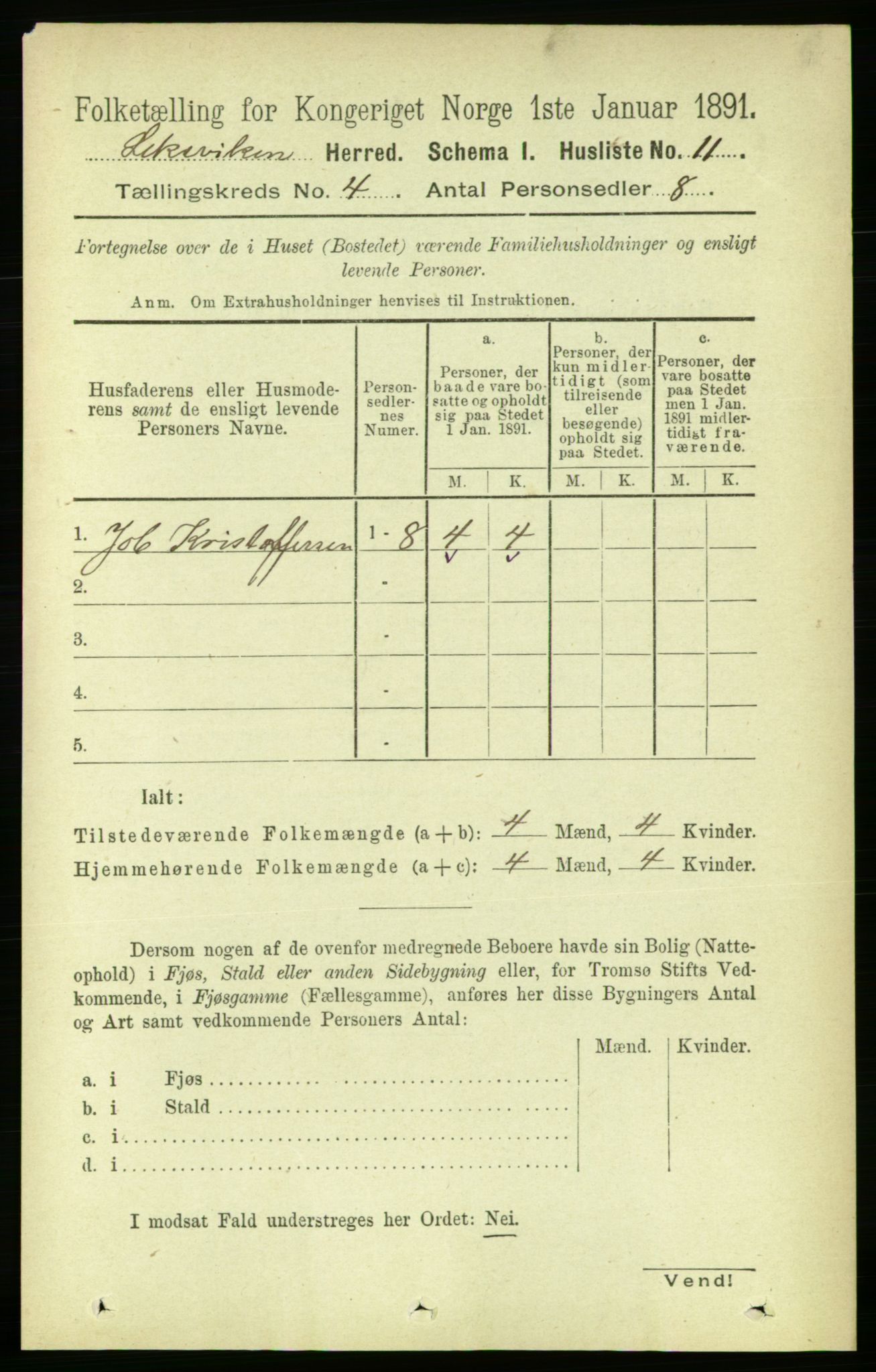 RA, Folketelling 1891 for 1718 Leksvik herred, 1891, s. 1837