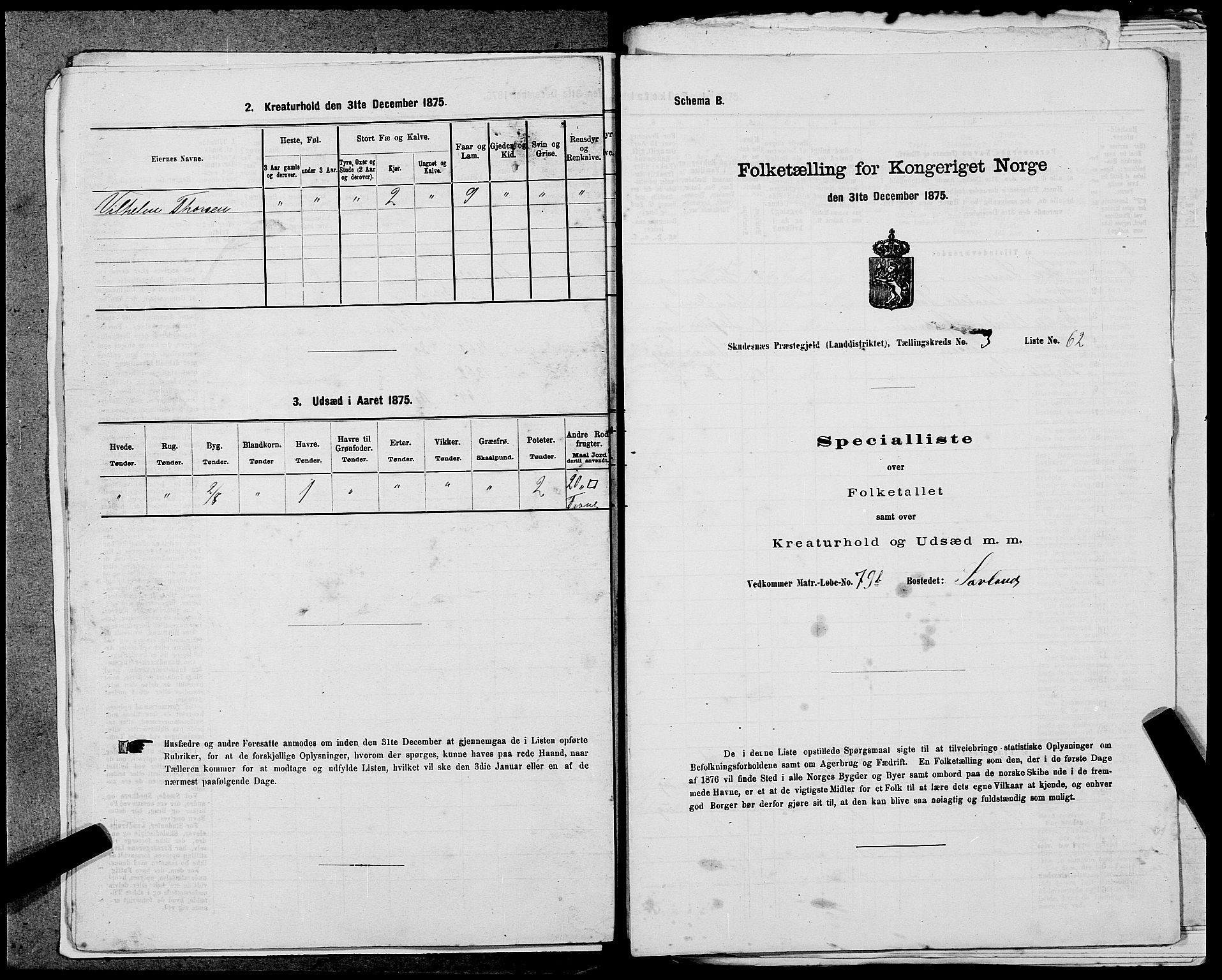 SAST, Folketelling 1875 for 1150L Skudenes prestegjeld, Falnes sokn, Åkra sokn og Ferkingstad sokn, 1875, s. 350