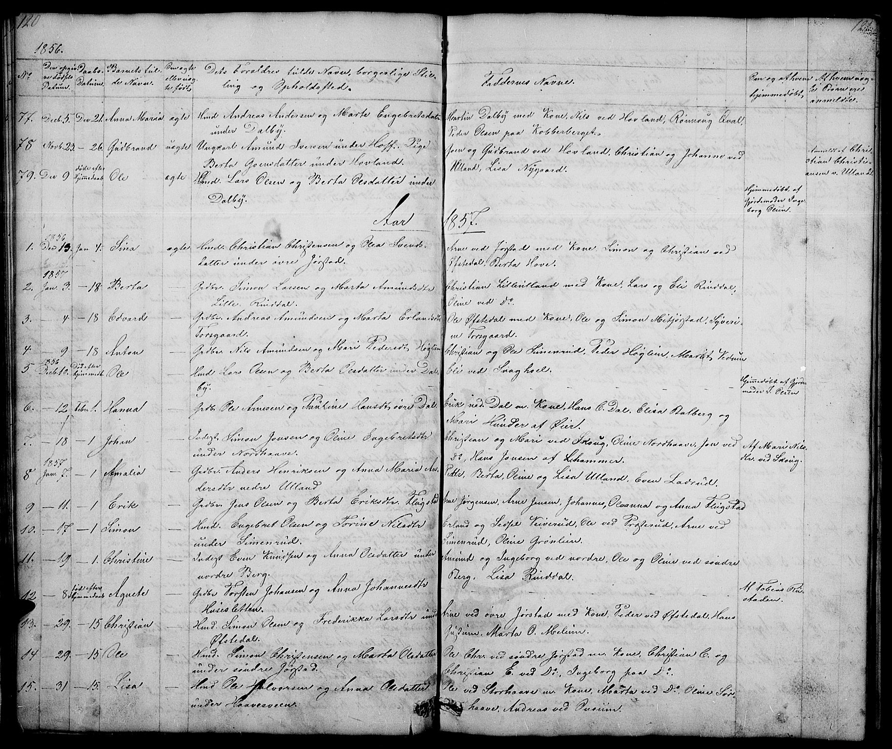 Fåberg prestekontor, AV/SAH-PREST-086/H/Ha/Hab/L0005: Klokkerbok nr. 5, 1837-1864, s. 120-121