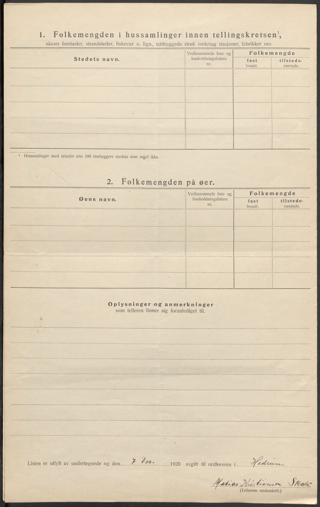 SAKO, Folketelling 1920 for 0727 Hedrum herred, 1920, s. 33