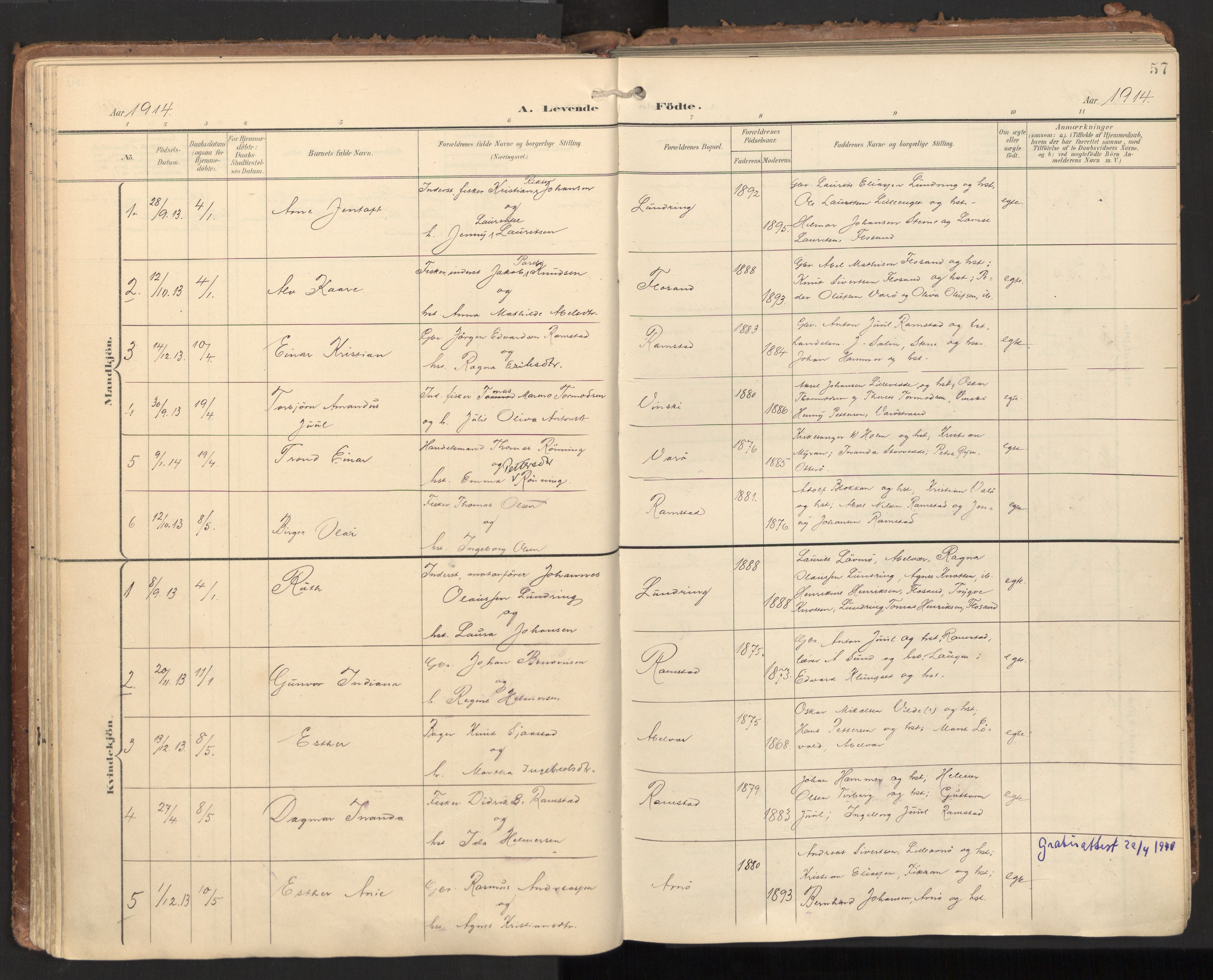 Ministerialprotokoller, klokkerbøker og fødselsregistre - Nord-Trøndelag, AV/SAT-A-1458/784/L0677: Ministerialbok nr. 784A12, 1900-1920, s. 57