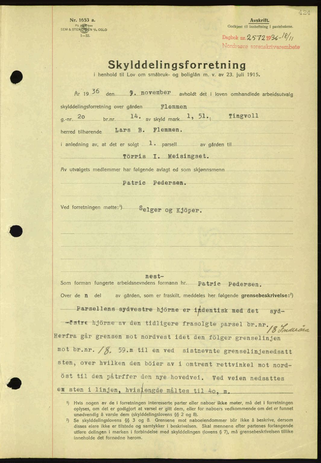 Nordmøre sorenskriveri, SAT/A-4132/1/2/2Ca: Pantebok nr. A80, 1936-1937, Dagboknr: 2572/1936