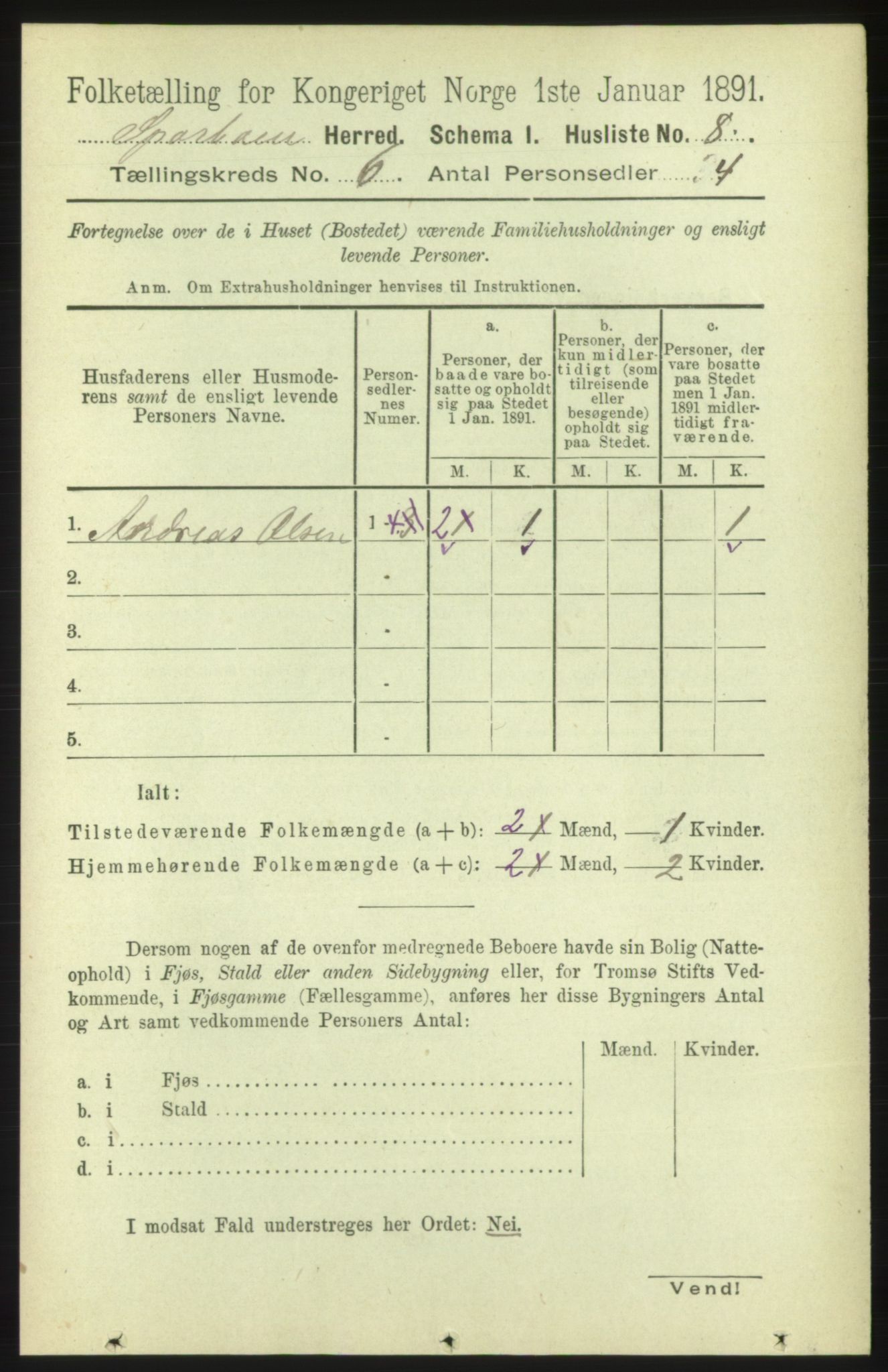 RA, Folketelling 1891 for 1731 Sparbu herred, 1891, s. 2128