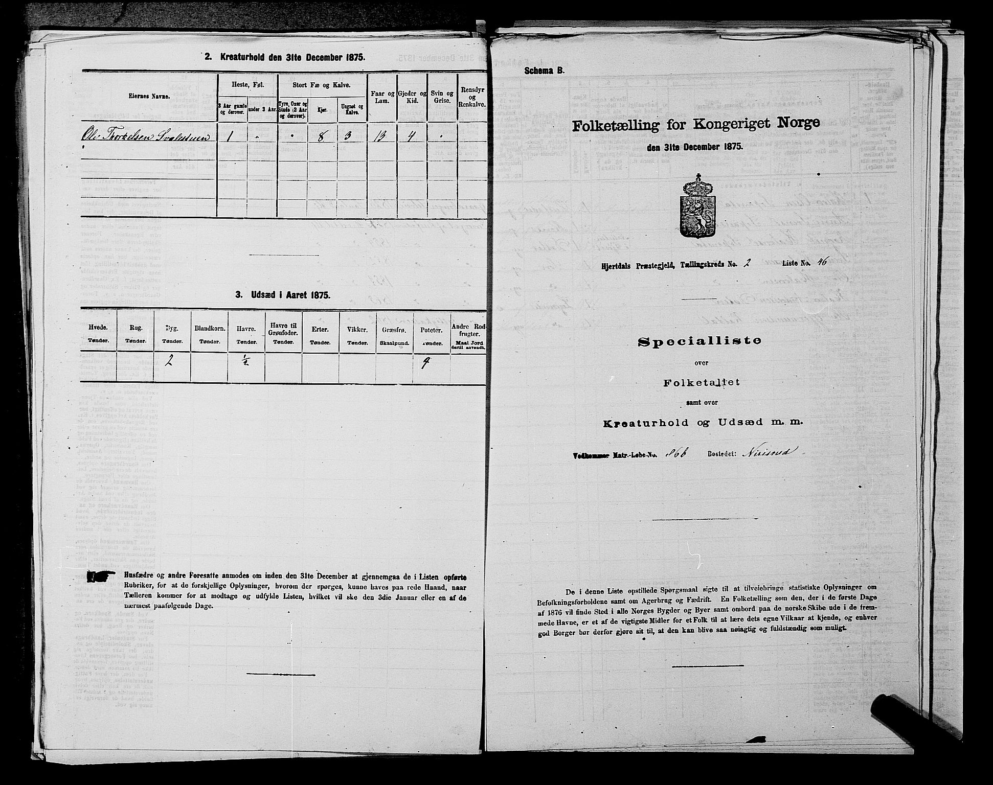 SAKO, Folketelling 1875 for 0827P Hjartdal prestegjeld, 1875, s. 299