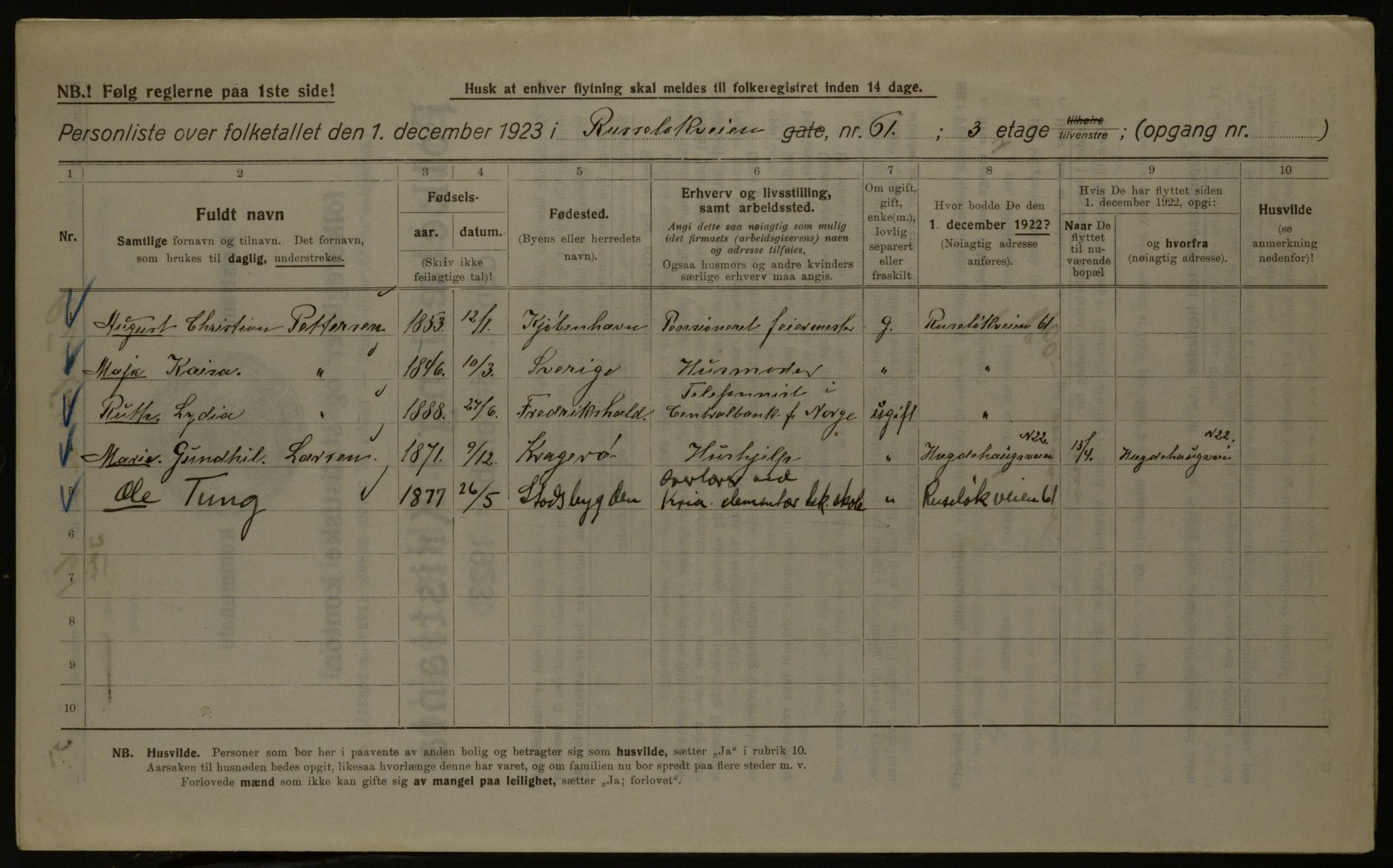 OBA, Kommunal folketelling 1.12.1923 for Kristiania, 1923, s. 94451