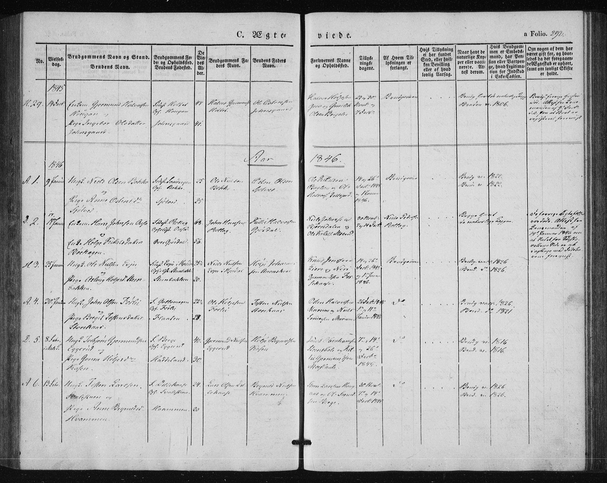 Tinn kirkebøker, AV/SAKO-A-308/F/Fa/L0005: Ministerialbok nr. I 5, 1844-1856, s. 292