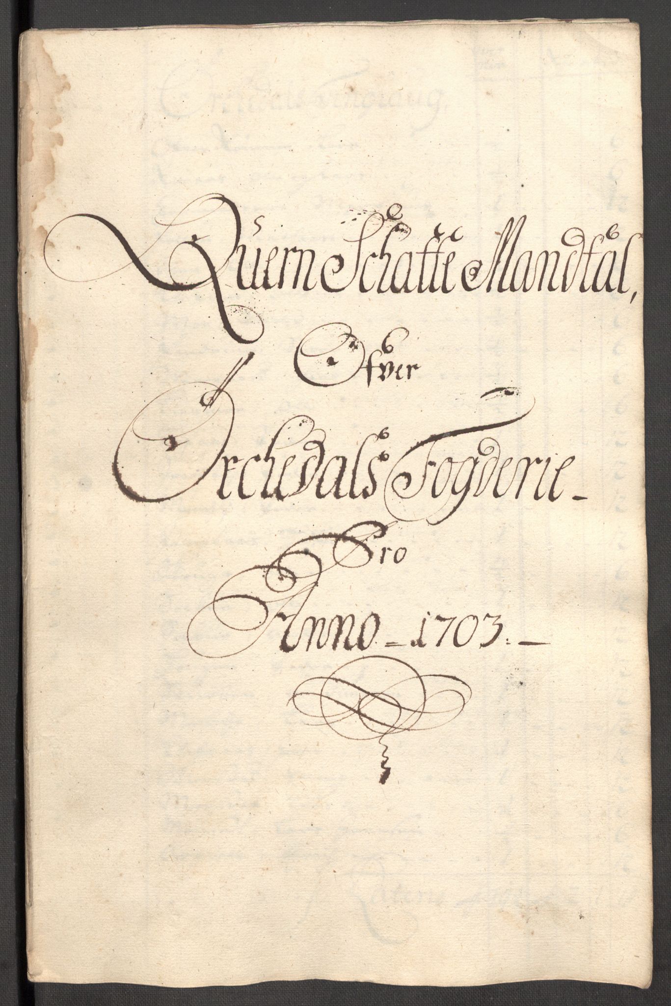 Rentekammeret inntil 1814, Reviderte regnskaper, Fogderegnskap, RA/EA-4092/R60/L3953: Fogderegnskap Orkdal og Gauldal, 1703, s. 110