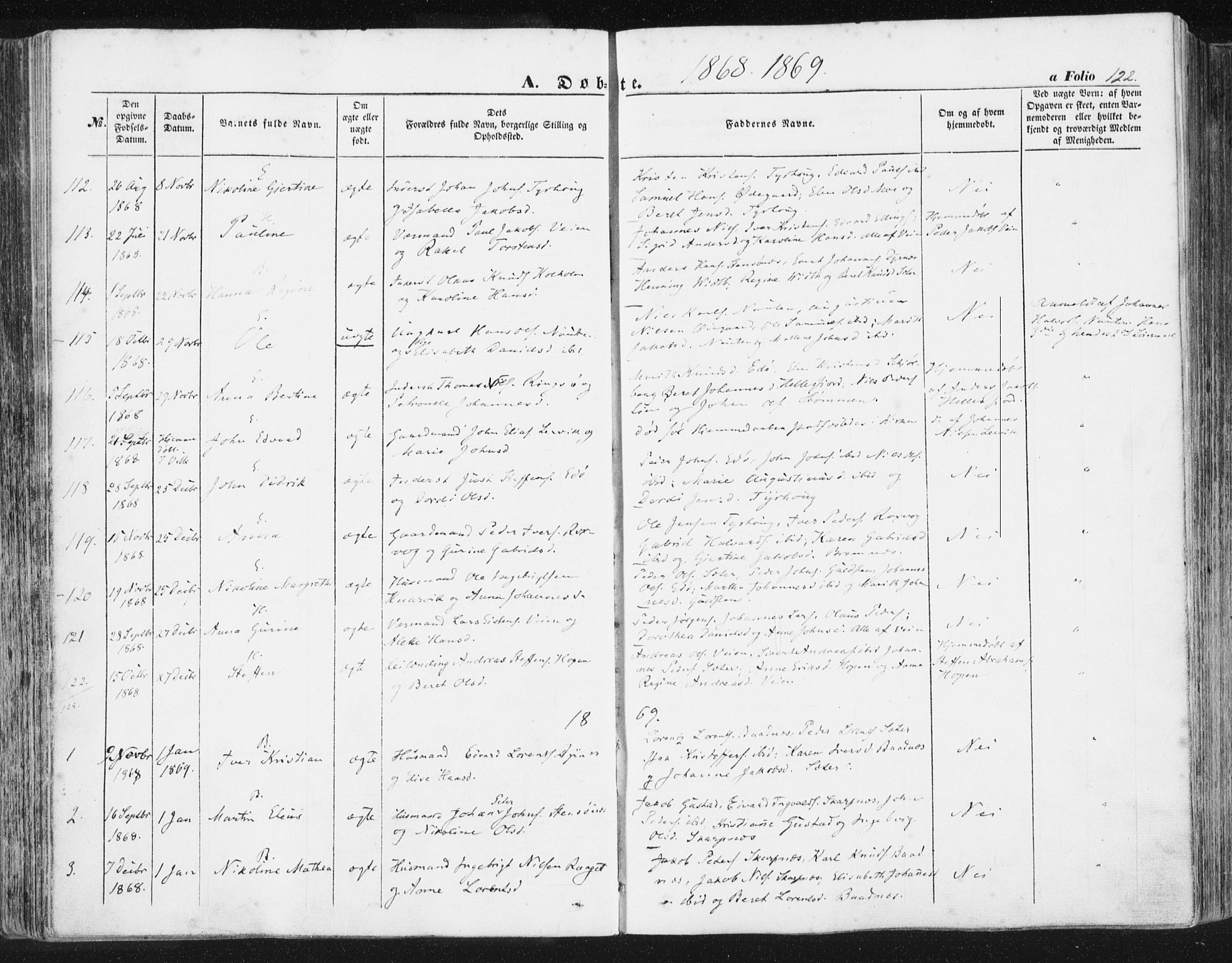 Ministerialprotokoller, klokkerbøker og fødselsregistre - Møre og Romsdal, SAT/A-1454/581/L0937: Ministerialbok nr. 581A05, 1853-1872, s. 122