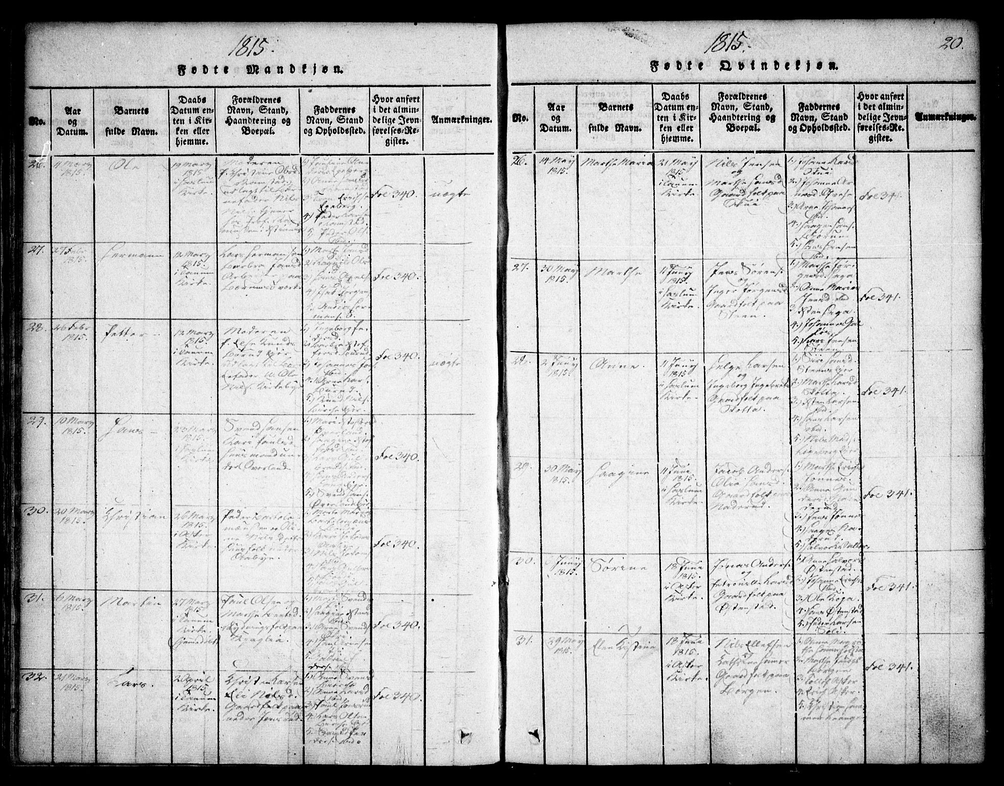 Asker prestekontor Kirkebøker, AV/SAO-A-10256a/F/Fa/L0006: Ministerialbok nr. I 6, 1814-1824, s. 20
