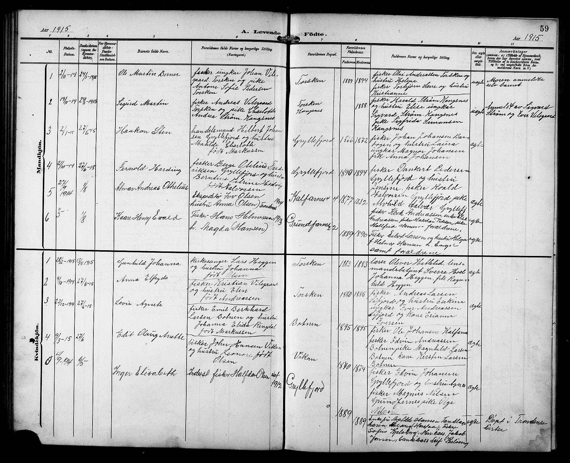 Berg sokneprestkontor, AV/SATØ-S-1318/G/Ga/Gab/L0013klokker: Klokkerbok nr. 13, 1902-1922, s. 59
