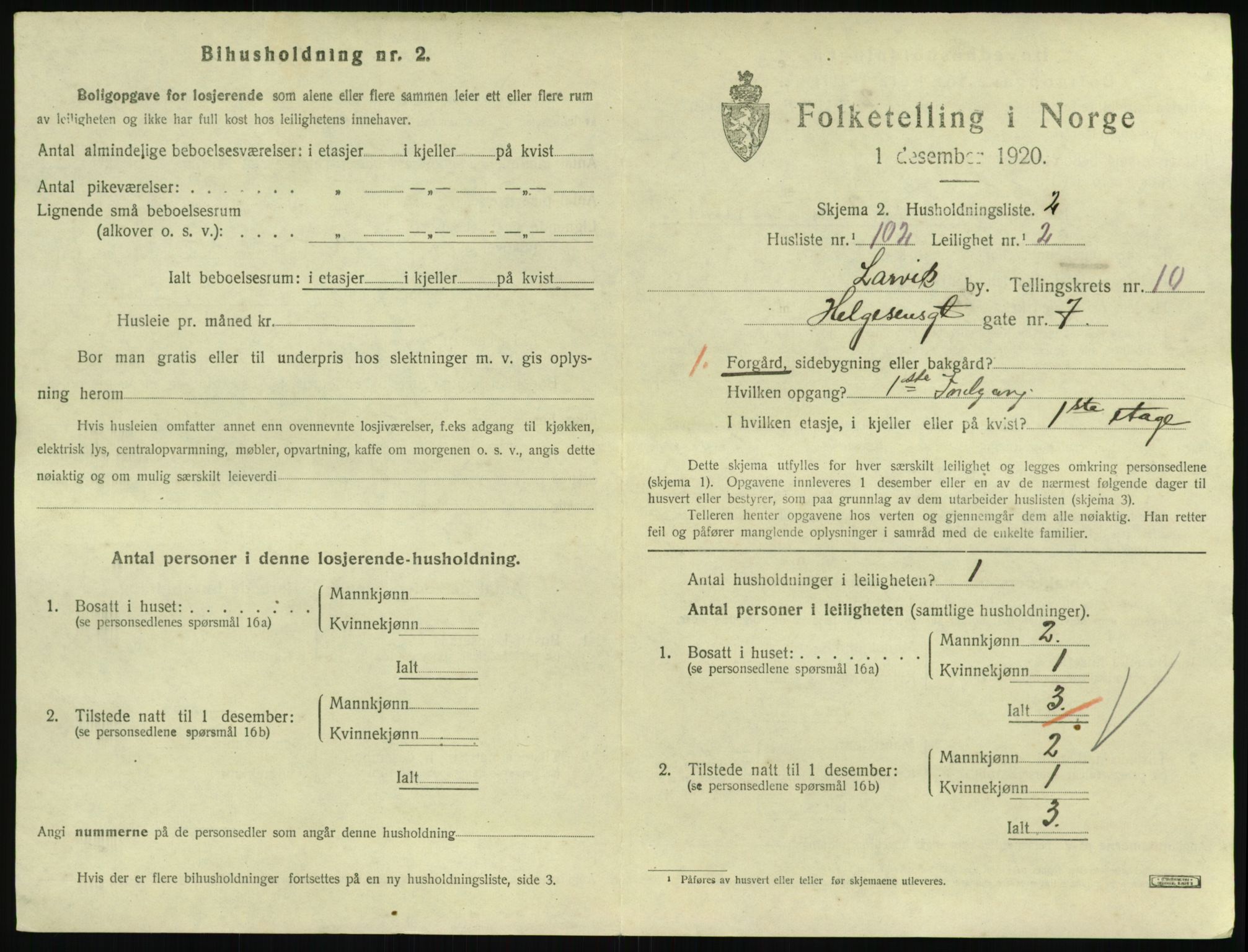 SAKO, Folketelling 1920 for 0707 Larvik kjøpstad, 1920, s. 7868