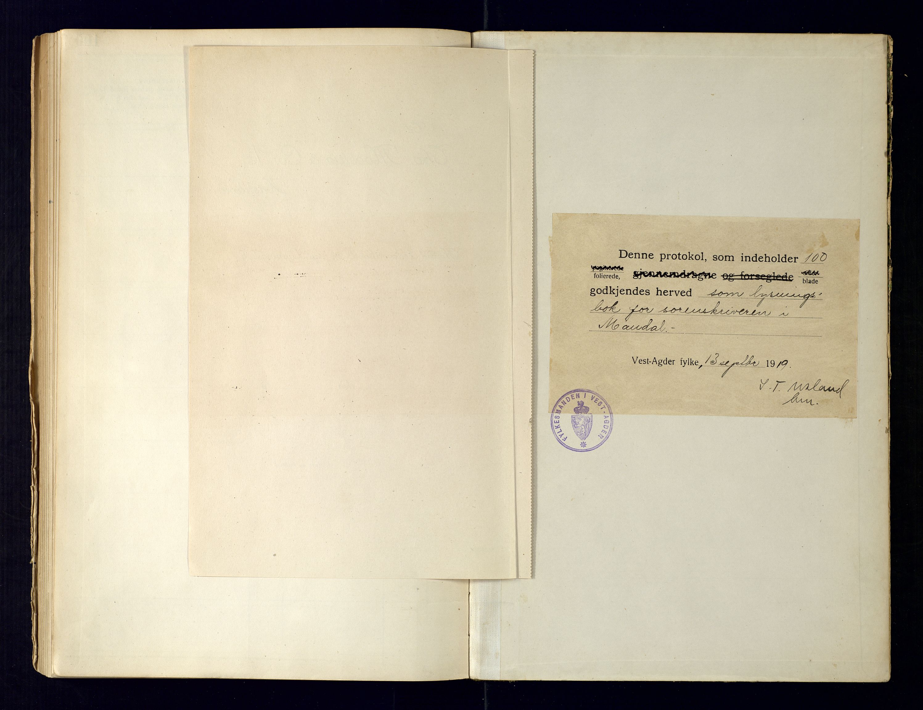 Mandal sorenskriveri, SAK/1221-0005/002/L/L0275/0001: Lysingsbok Vigselbøker / Lysingsbok, 1919-1969