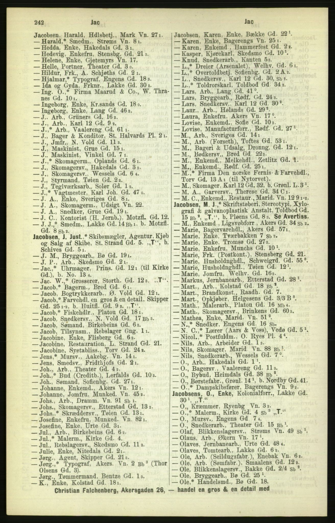 Kristiania/Oslo adressebok, PUBL/-, 1886, s. 242