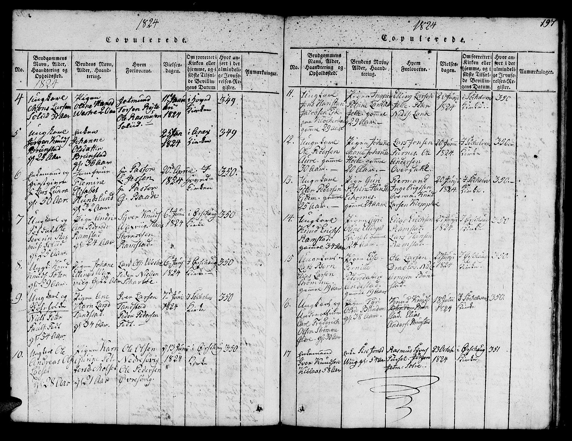 Ministerialprotokoller, klokkerbøker og fødselsregistre - Møre og Romsdal, AV/SAT-A-1454/522/L0322: Klokkerbok nr. 522C01, 1816-1830, s. 197