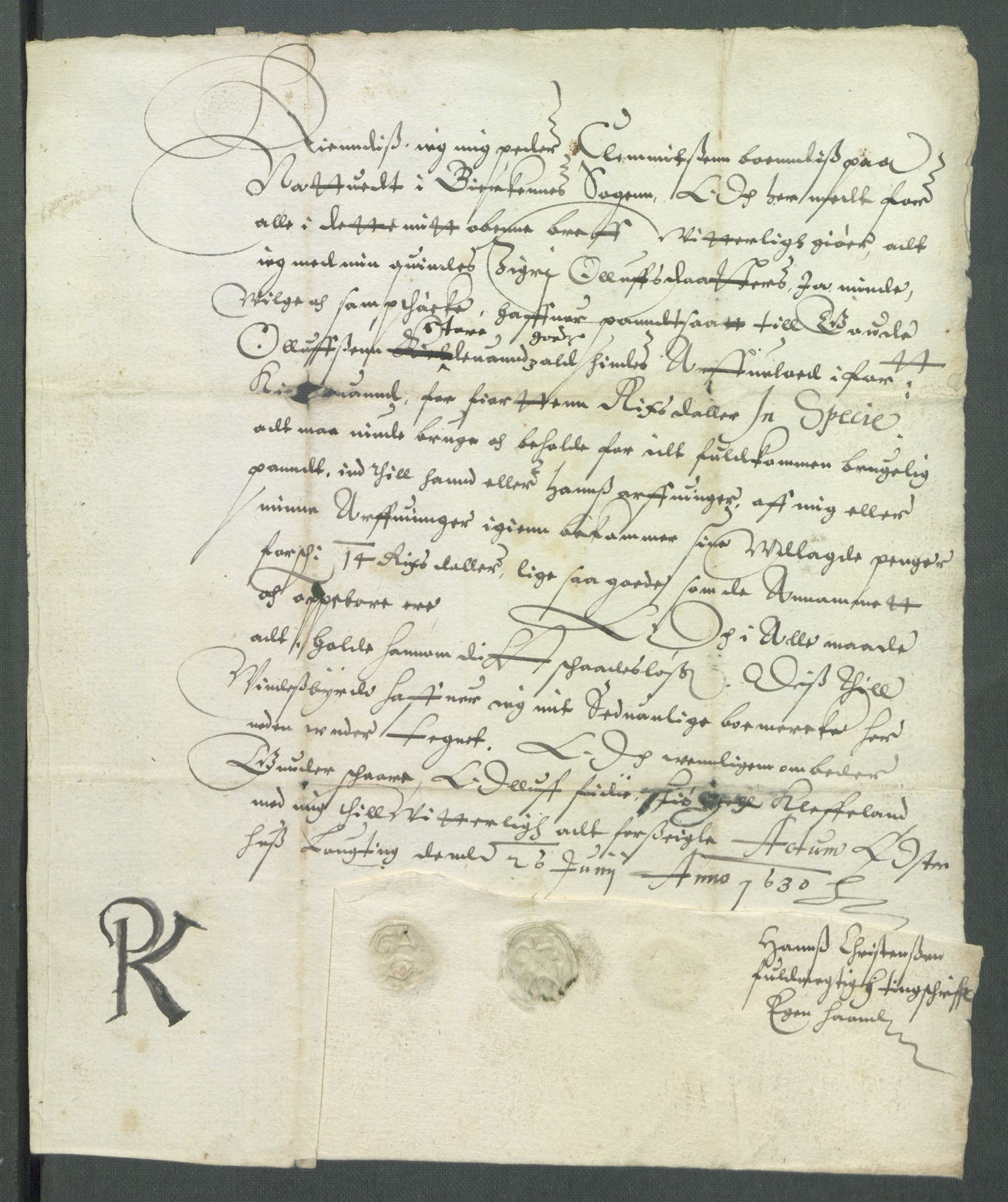 Riksarkivets diplomsamling, AV/RA-EA-5965/F02/L0139: Dokumenter, 1630, s. 44