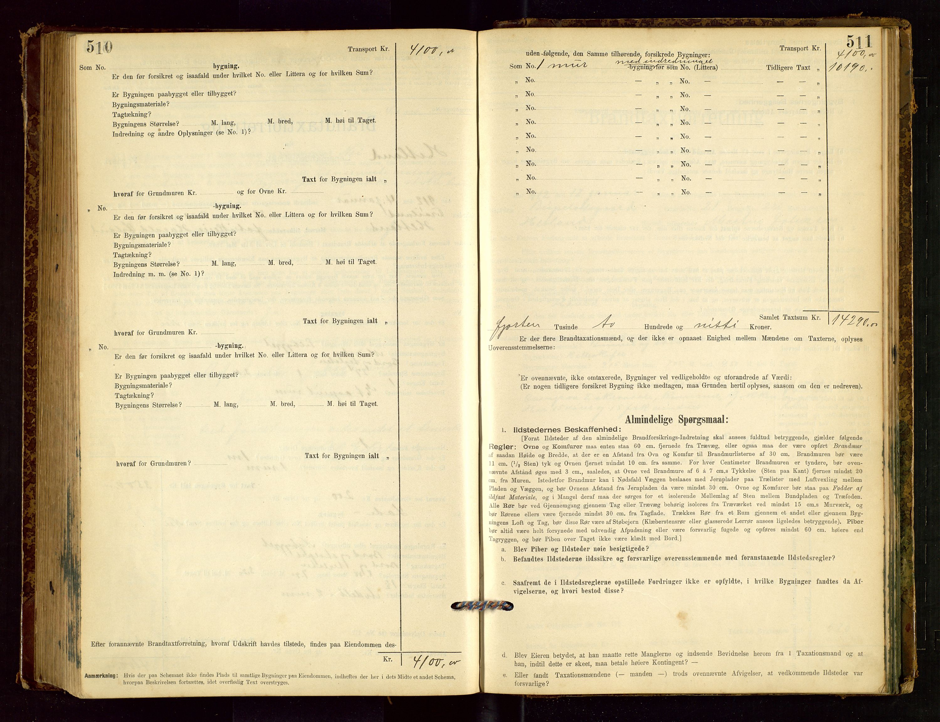 Hetland lensmannskontor, SAST/A-100101/Gob/L0001: "Brandtaxationsprotokol", 1895-1918, s. 510-511