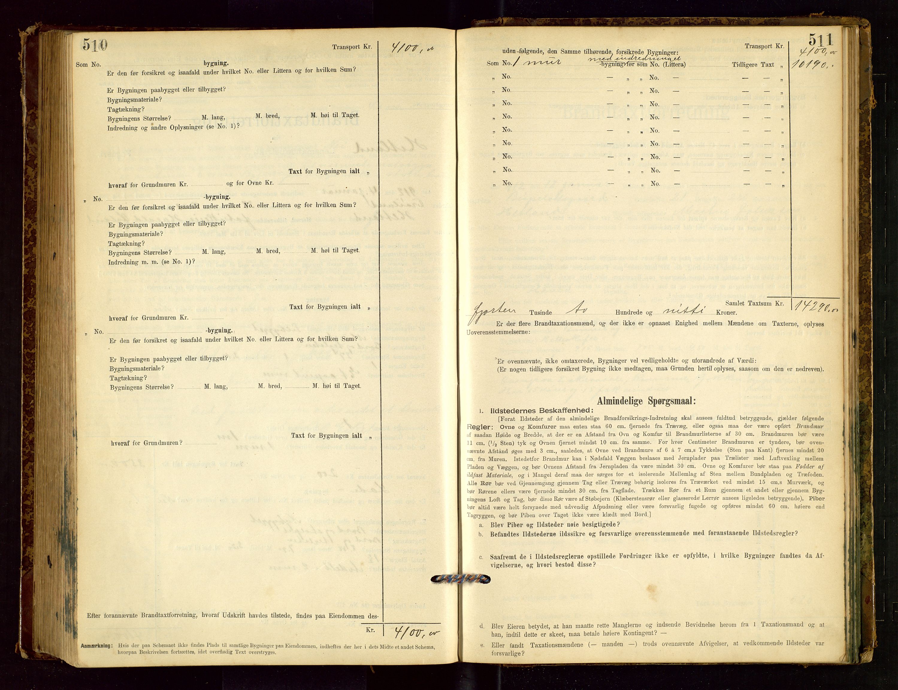 Hetland lensmannskontor, AV/SAST-A-100101/Gob/L0001: "Brandtaxationsprotokol", 1895-1918, s. 510-511